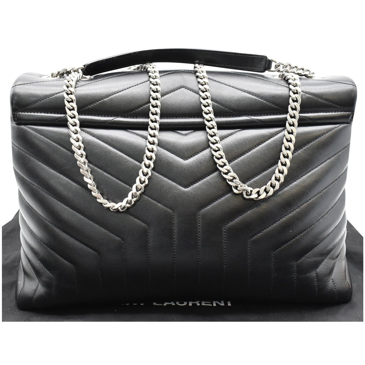 YVES SAINT LAURENT Large Loulou Matelasse Leather Chain Shoulder Bag Black