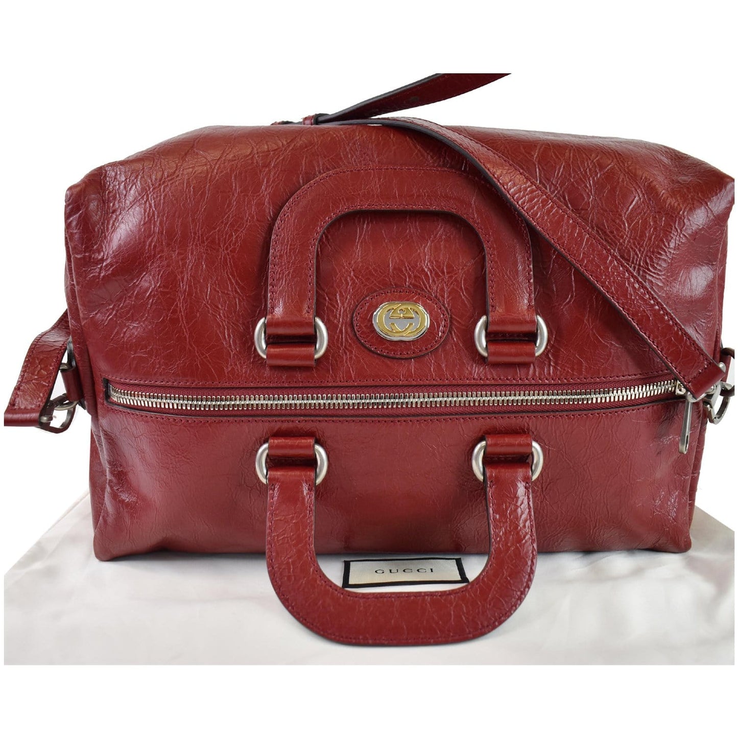 GUCCI Soft Backpack Calfskin Leather Duffle Bag Red 587866 - 20% OFF