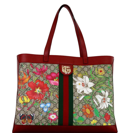 GUCCI Ophidia GG Flora Medium Tote Bag Red 547947