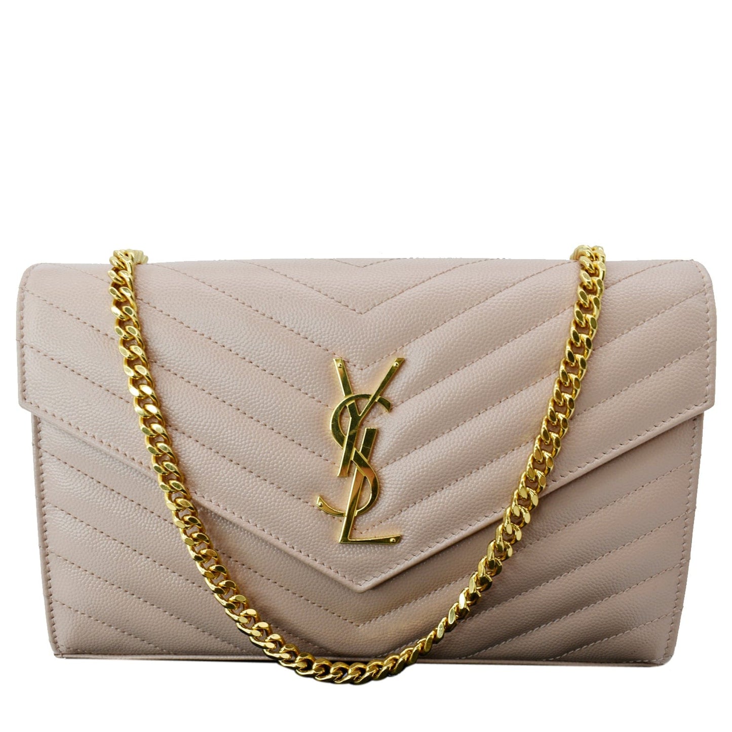 YVES SAINT LAURENT Grain De Poudre Chain Wallet Pink