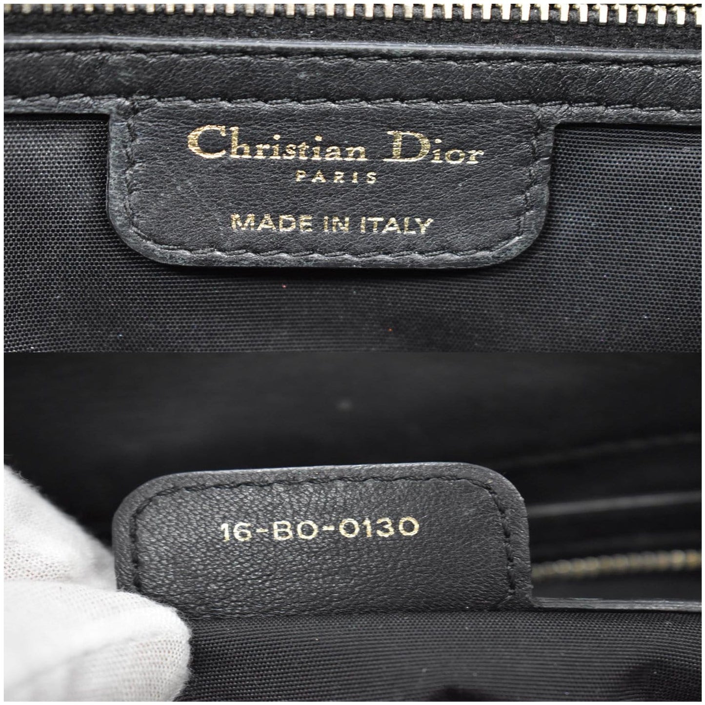 CHRISTIAN DIOR Cannage New Lock Flap Leather Shoulder Bag Black