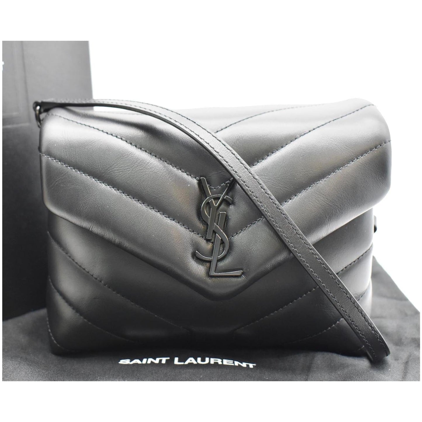 YVES SAINT LAURENT Loulou Toy Matelasse Leather Crossbody Bag Black