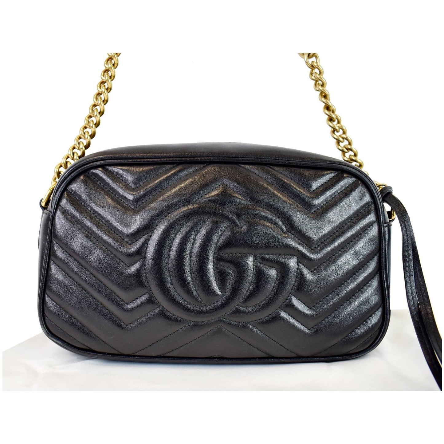 GUCCI GG Marmont Matelasse Small Leather Crossbody Bag Black