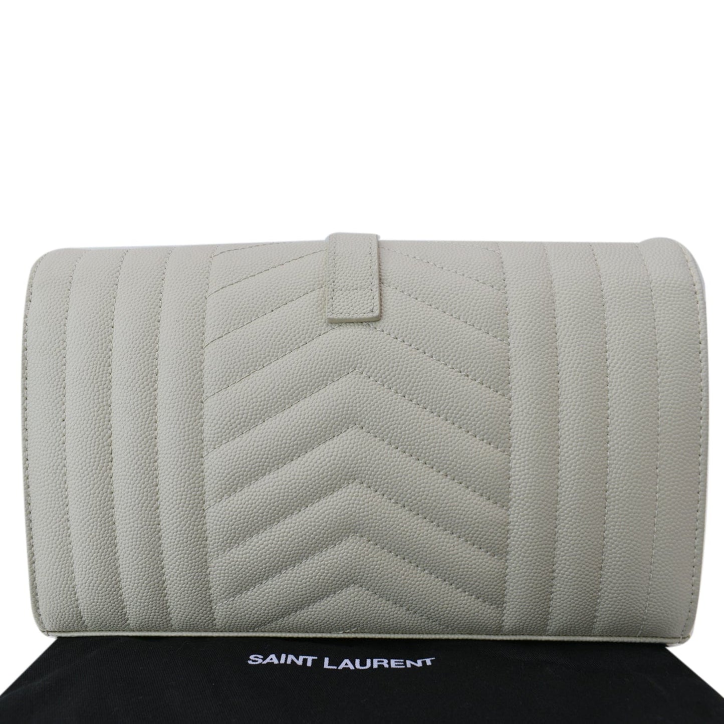 YVES SAINT LAURENT Mix Matelassé Small Grain De Poudre Chain Wallet Crossbody Bag Cream