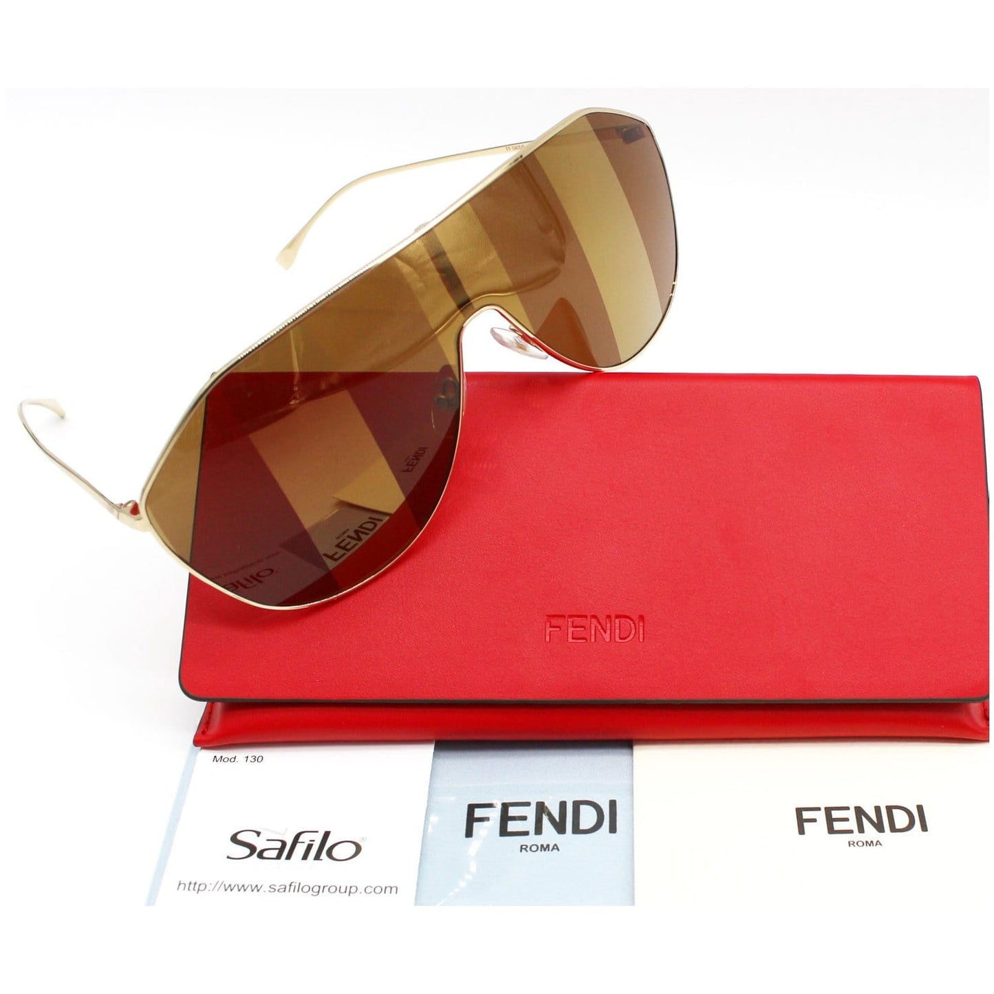 FENDI FF Gold Sunglasses Brown Lens