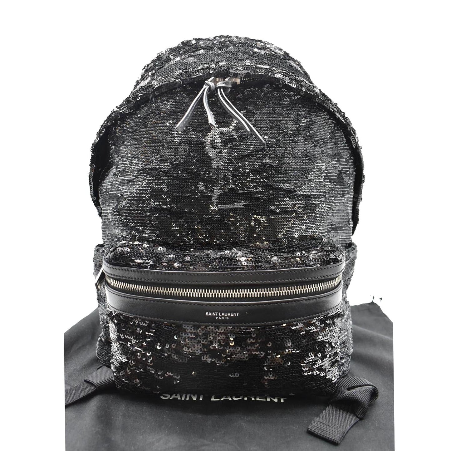 YVES SAINT LAURENT Mini City Sequin Leather Backpack Bag Black