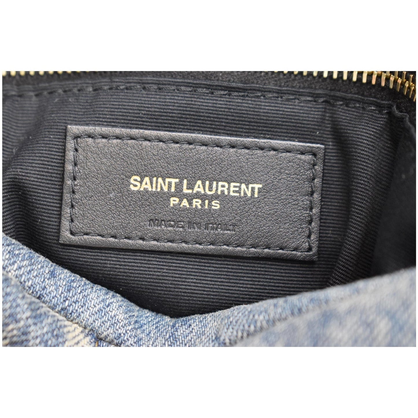YVES SAINT LAURENT Vintage Puffer Medium Denim Canvas Shoulder Bag Blue