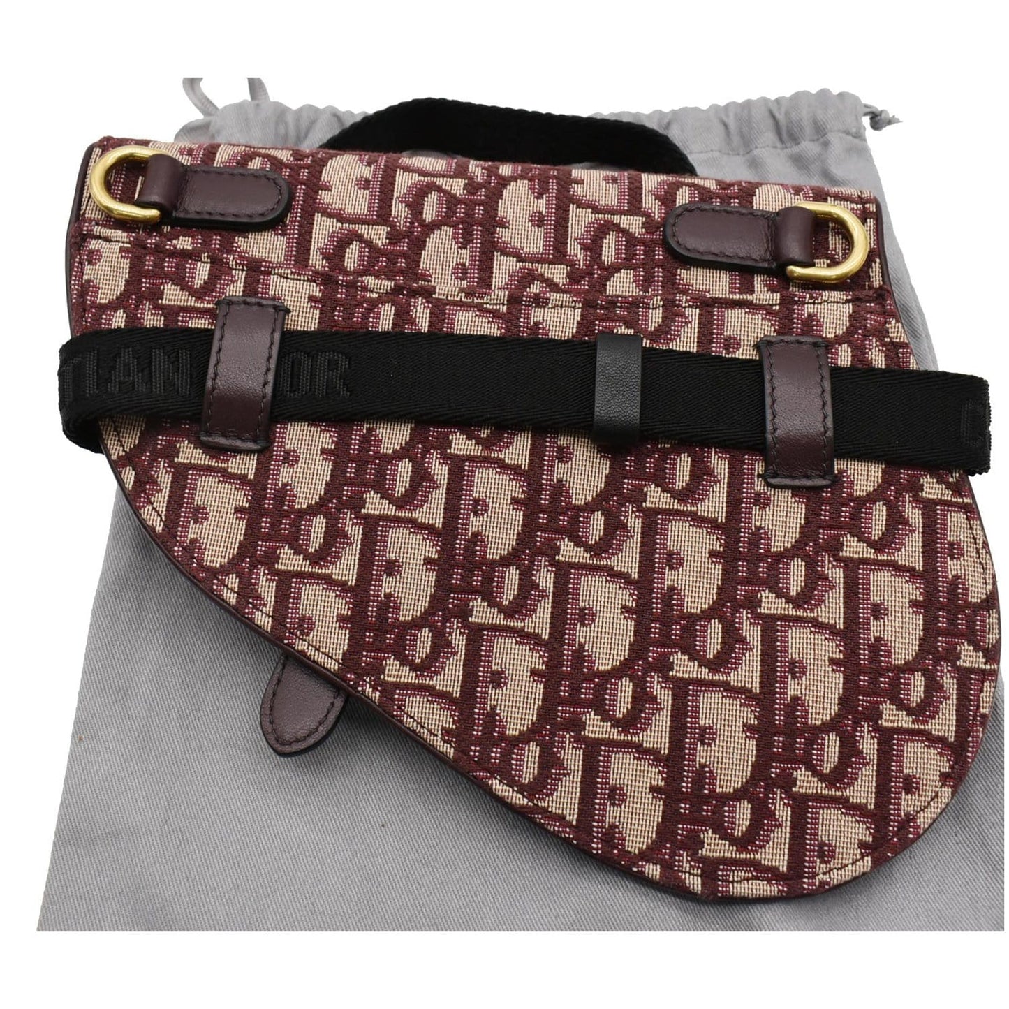 CHRISTIAN DIOR Saddle Oblique Jacquard Belt Bag Burgundy