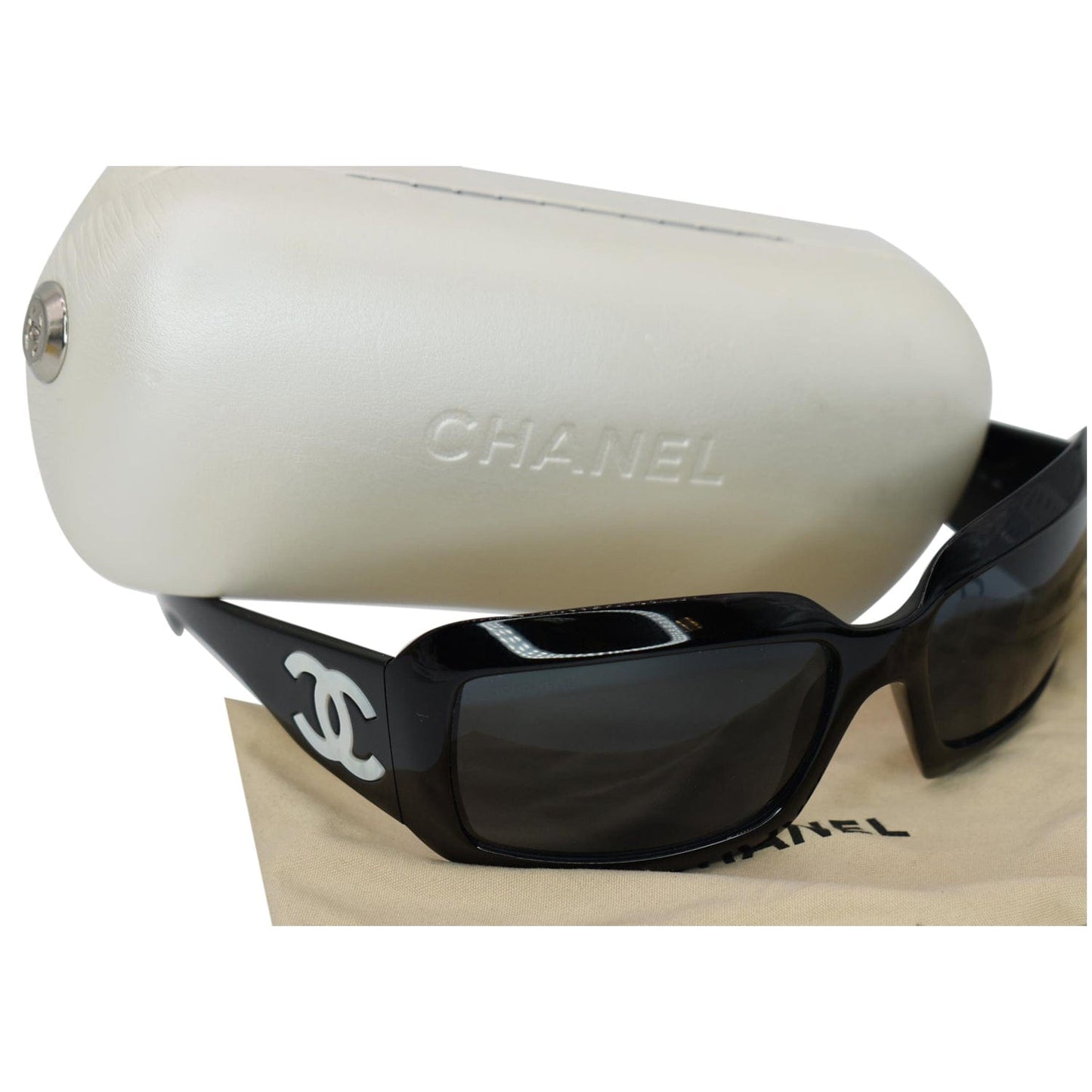 CHANEL Mother of Pearl 5076H Black Sunglasses Gray Lens