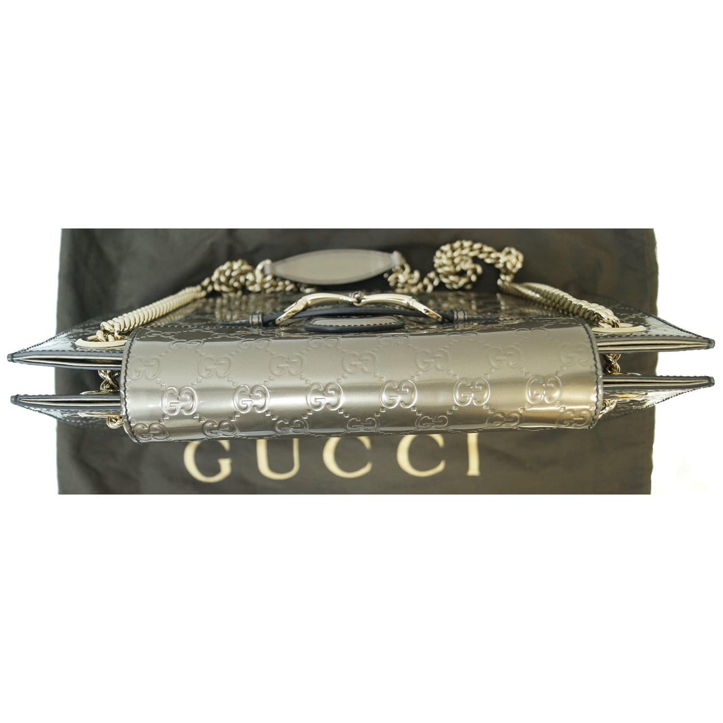 GUCCI Emily Large Guccissima Chain Shoulder Bag Grey 295403