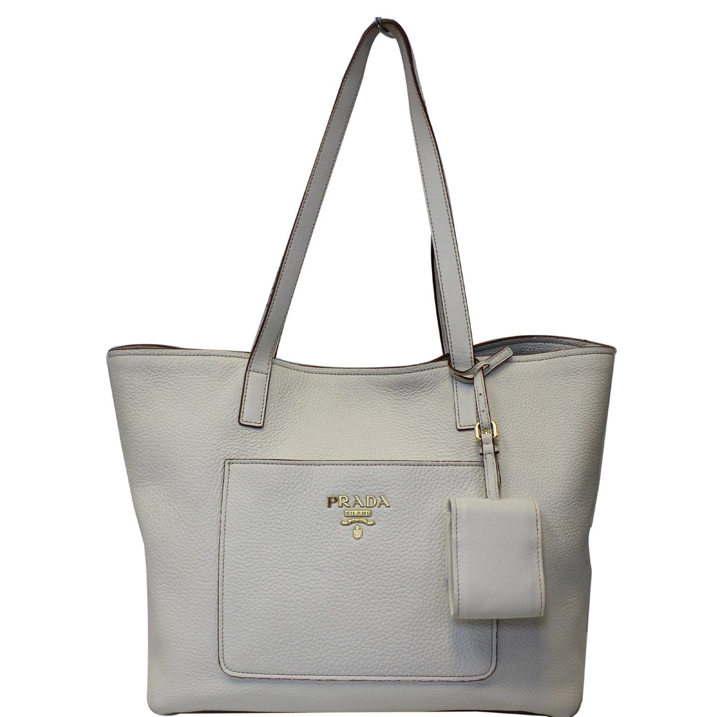PRADA Large Vitello Daino Shopper Tote Bag White