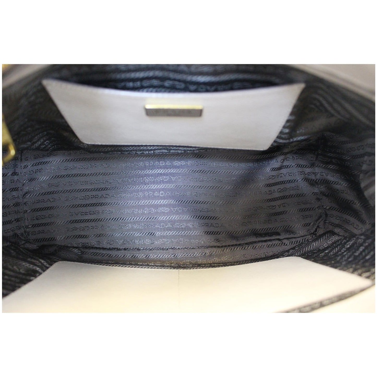PRADA Saffiano Double Zip Executive Tote Shoulder Bag Grey
