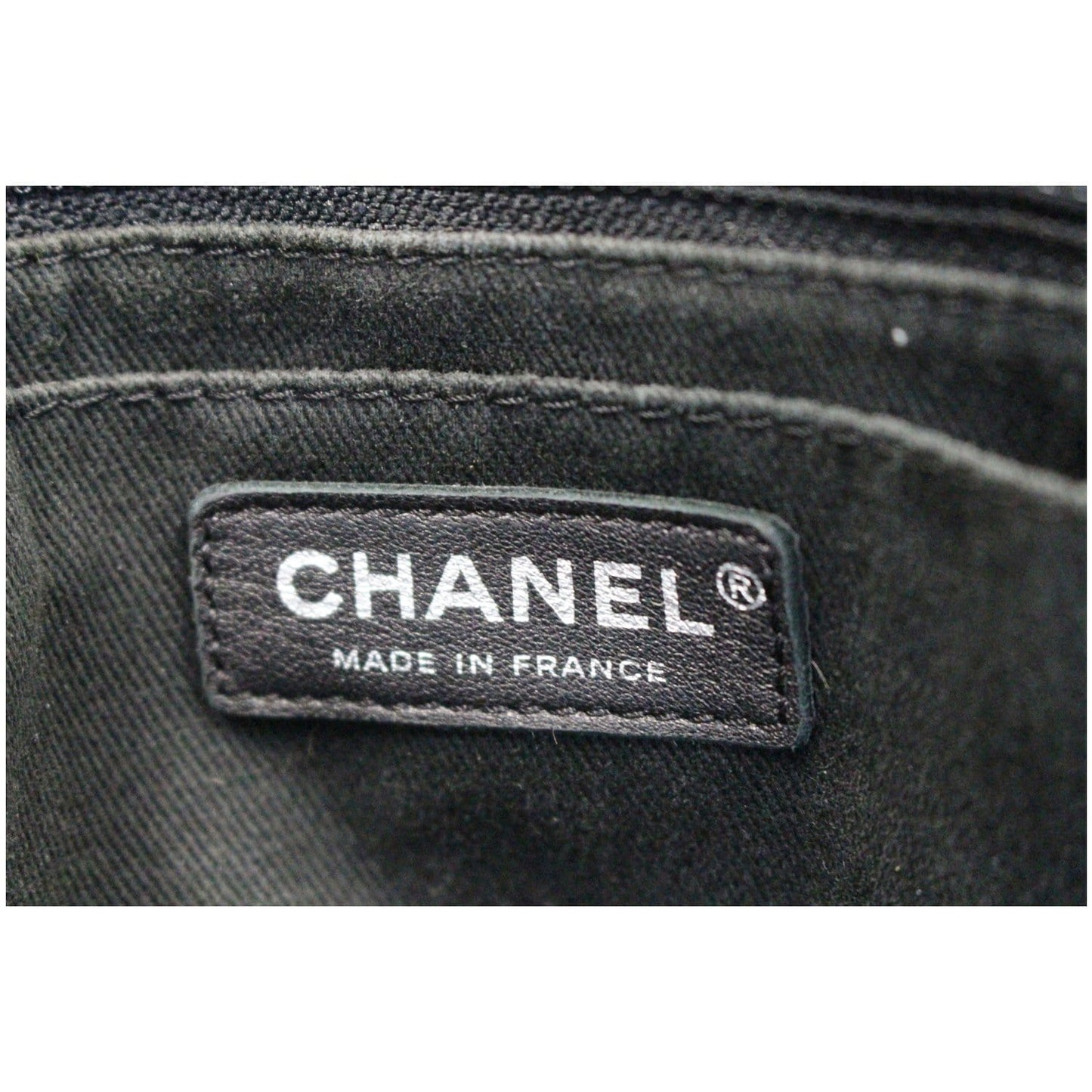 CHANEL Large Shopping Grained Vegetal Calfskin Tote Bag Black