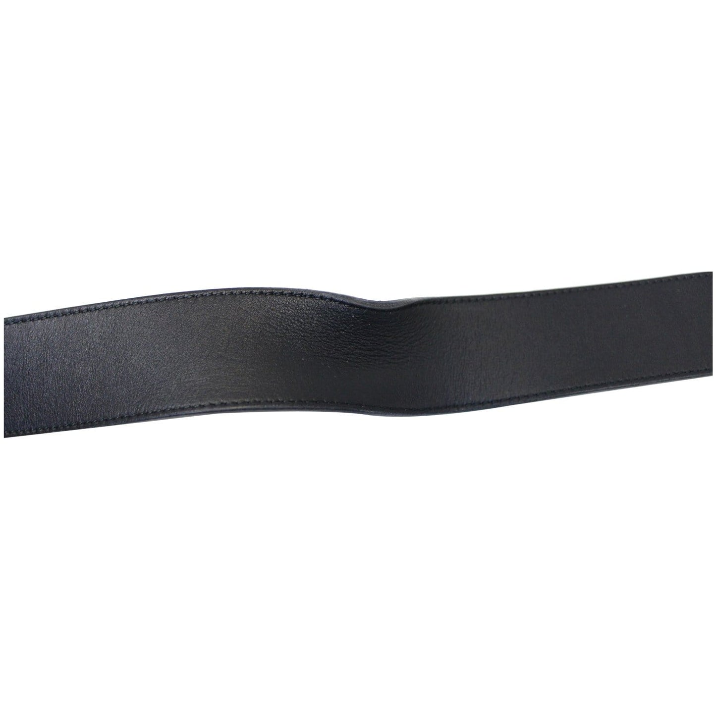 GUCCI Pearl Double G Black Leather Belt Size 44