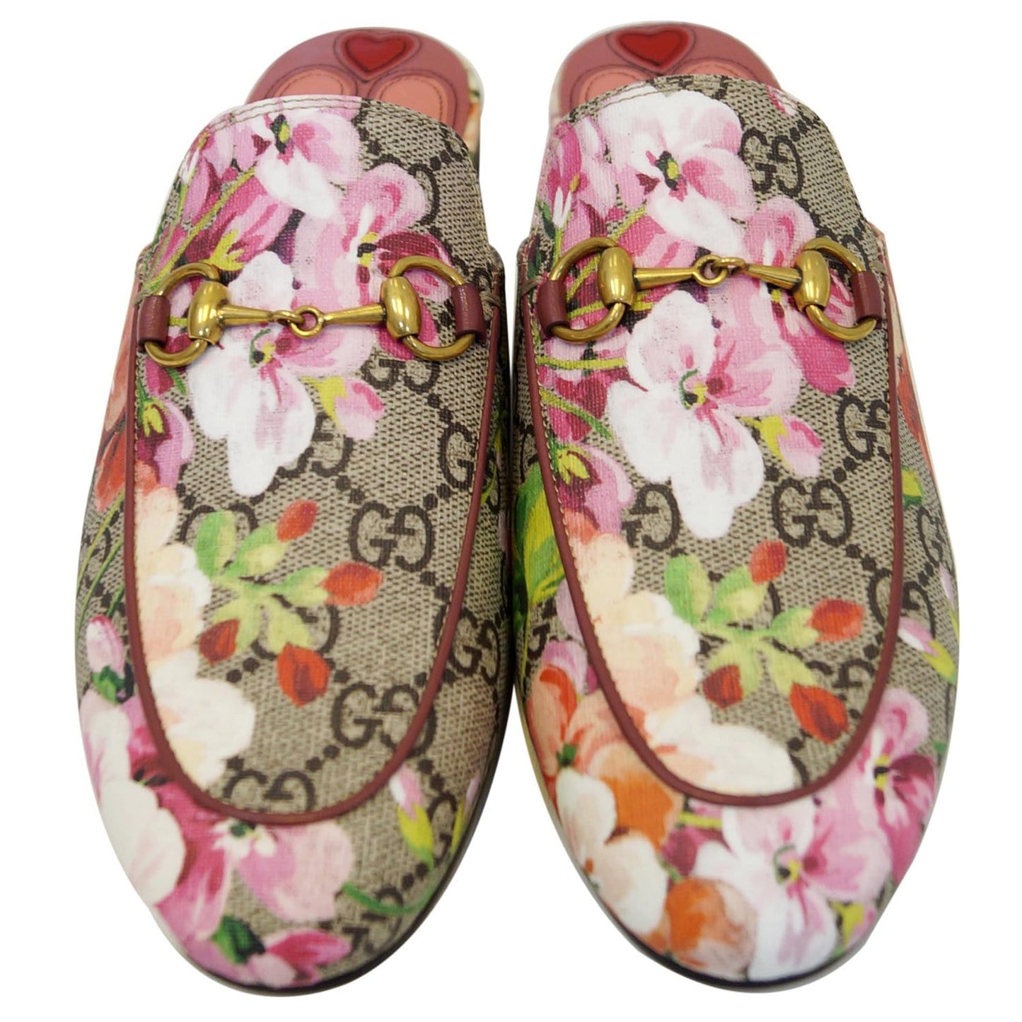 GUCCI Princetown GG Canvas Horsebit Blooms Slipper Pink US 6 432772