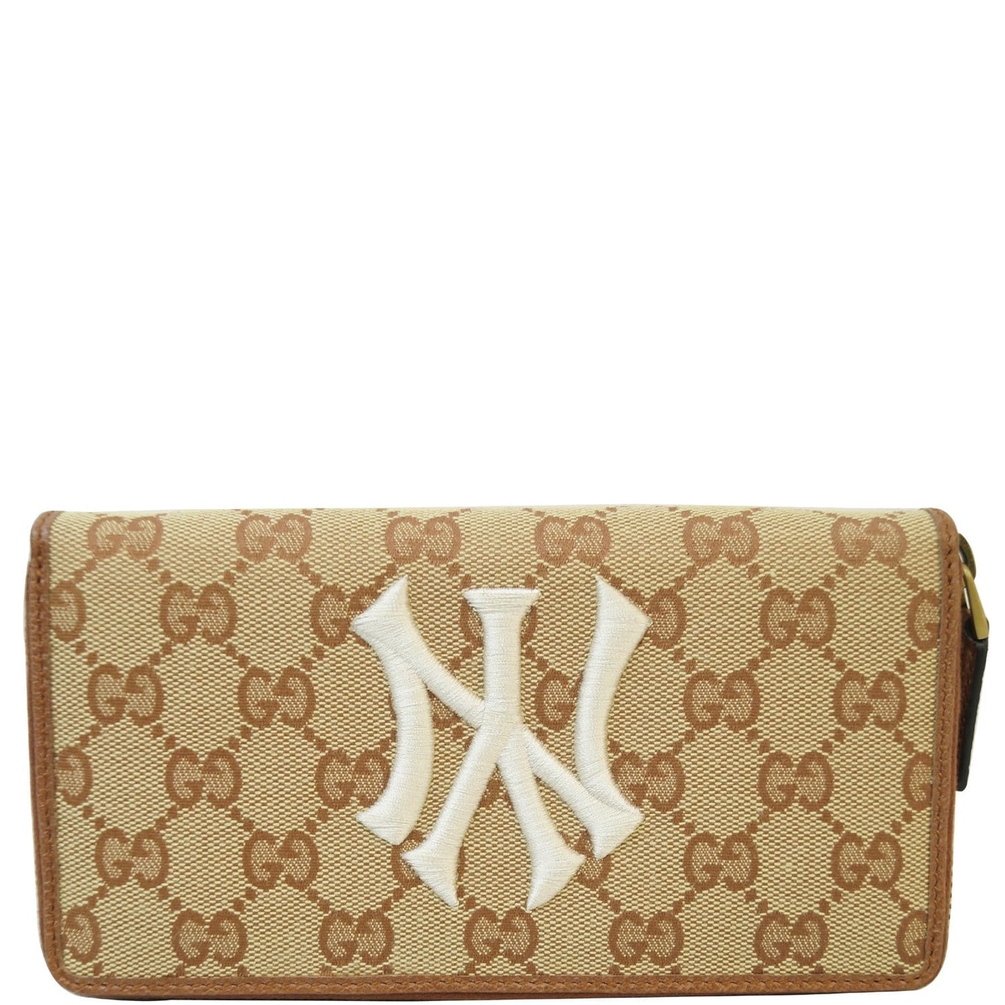 GUCCI Zip Around NY New York Yankees Patch Wallet Beige 547791 - Last Call