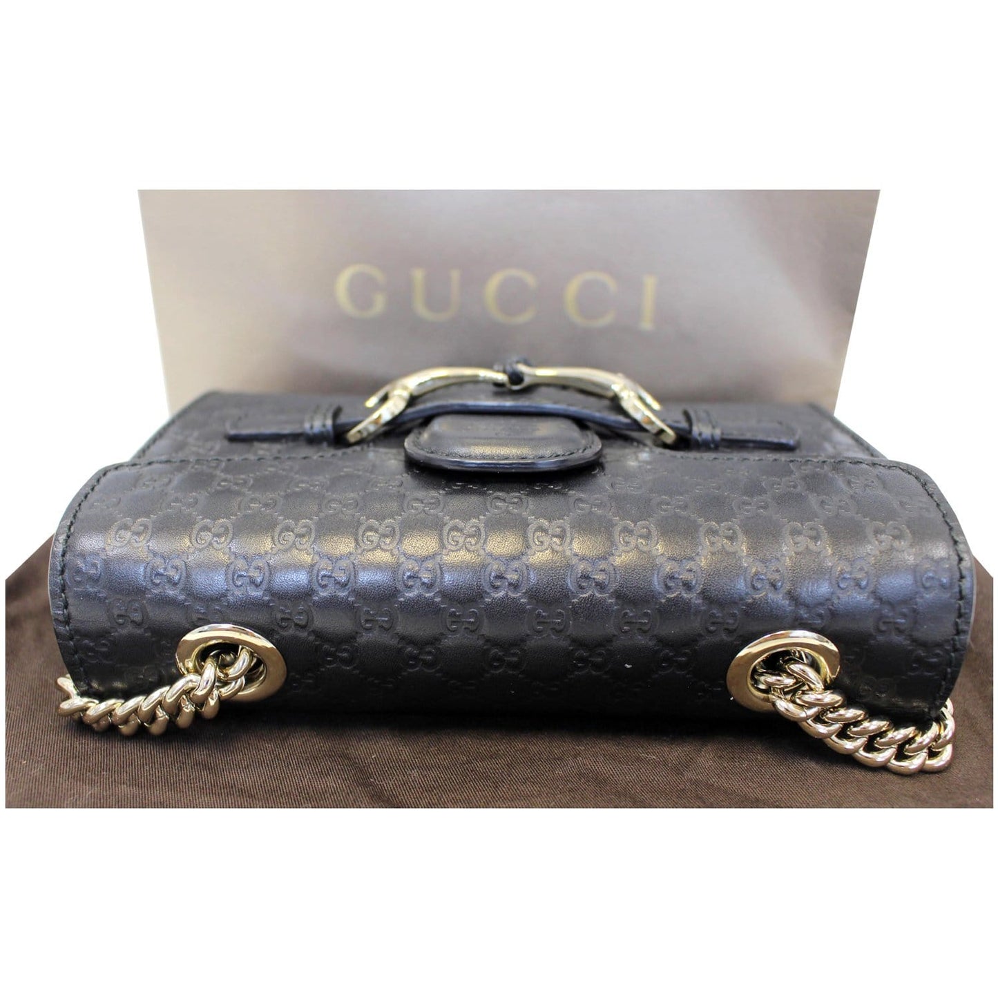 GUCCI Emily Mini Micro GG Guccissima Leather Shoulder Bag Black