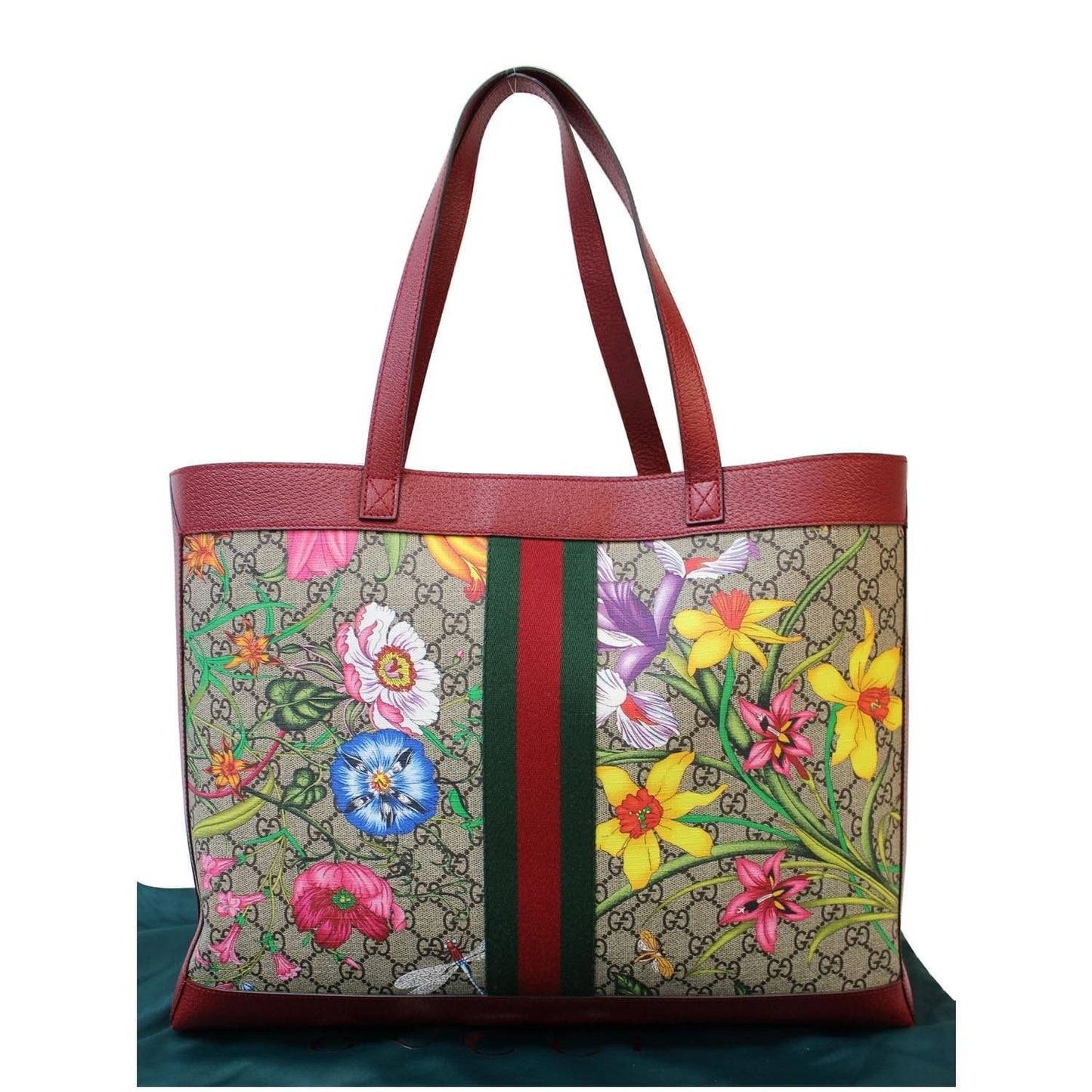 GUCCI Ophidia GG Flora Medium Tote Bag Red 547947