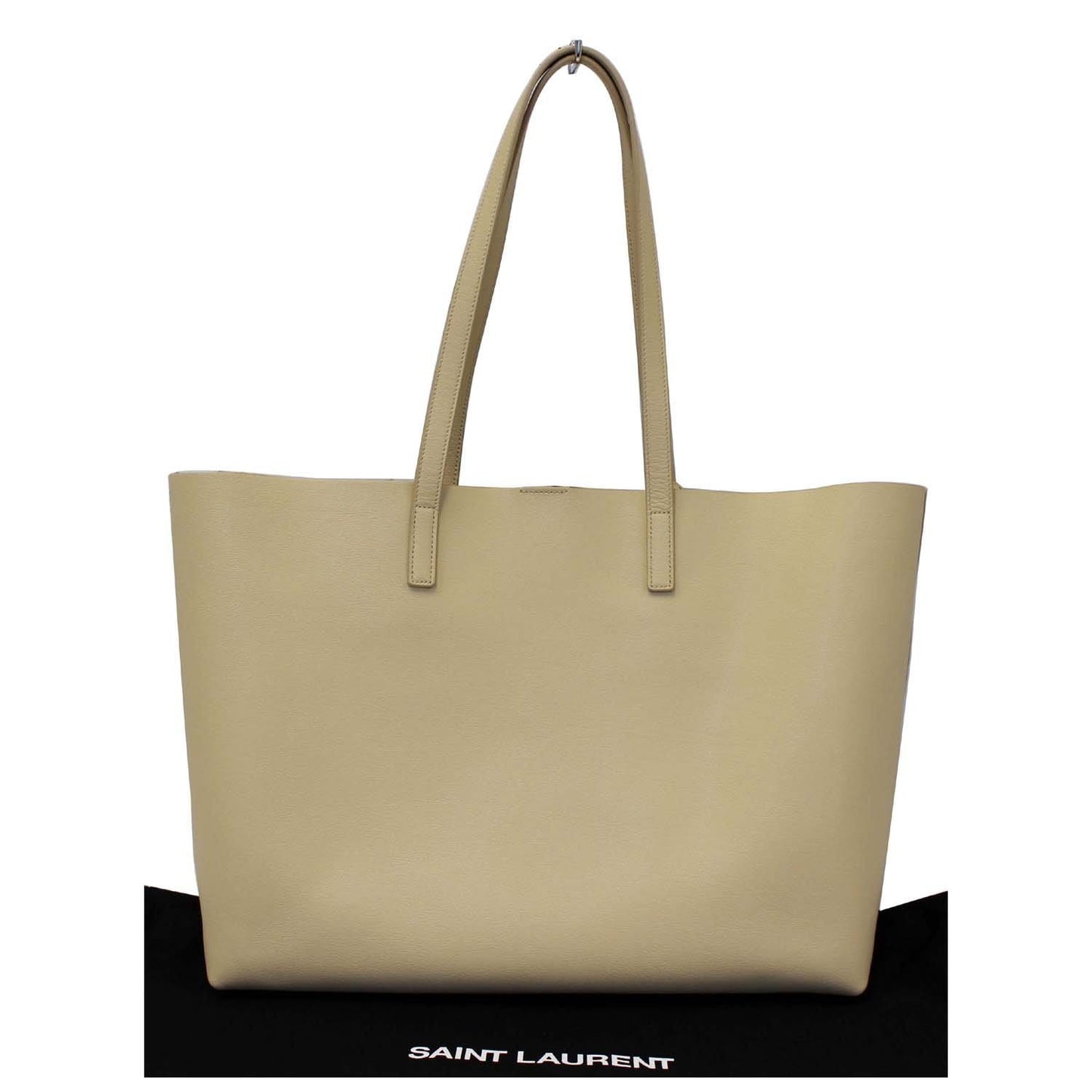 YVES Saint Laurent East/West Leather Shopping Tote Bag Beige