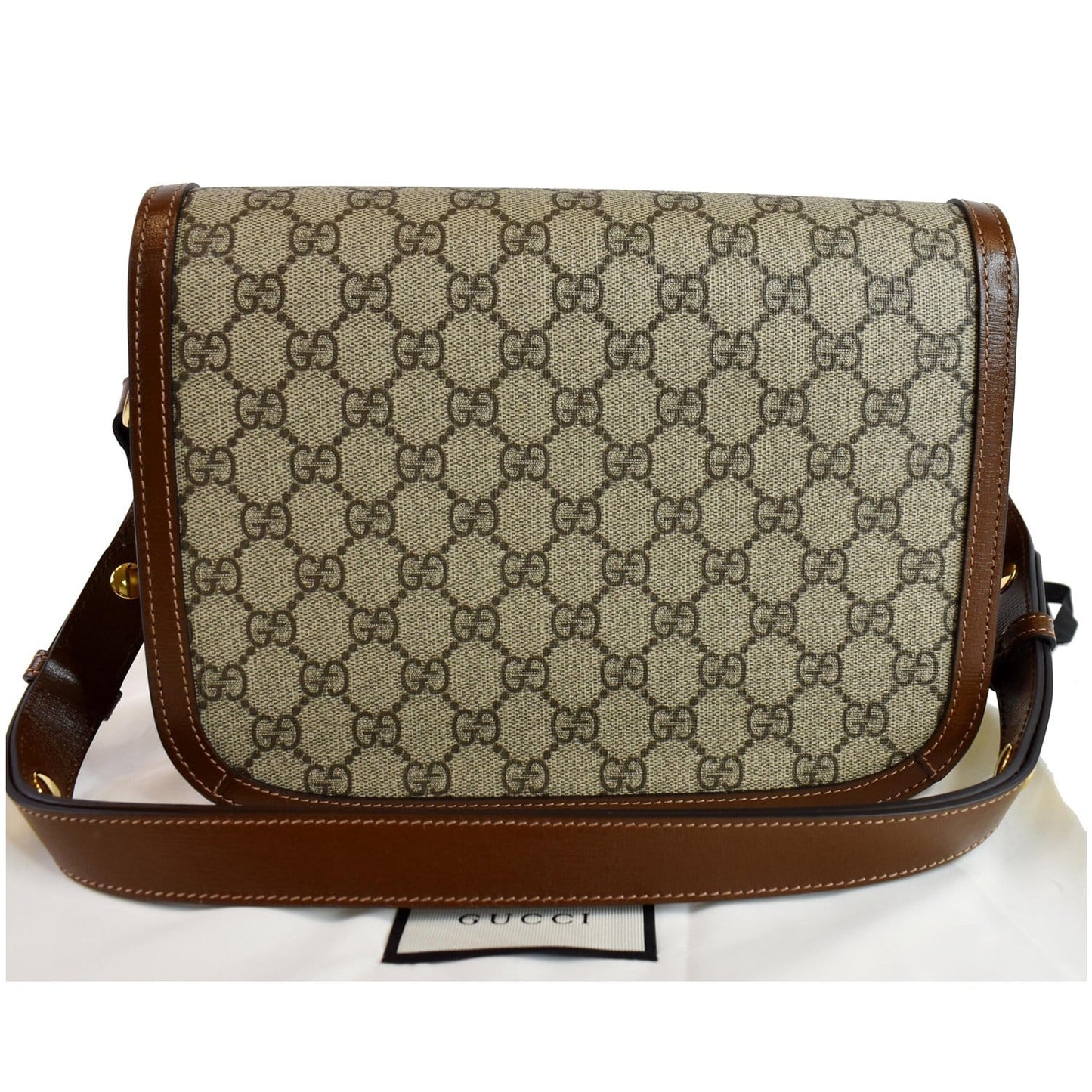 GUCCI Horsebit 1955 GG Supreme Canvas Shoulder Bag Beige 602204
