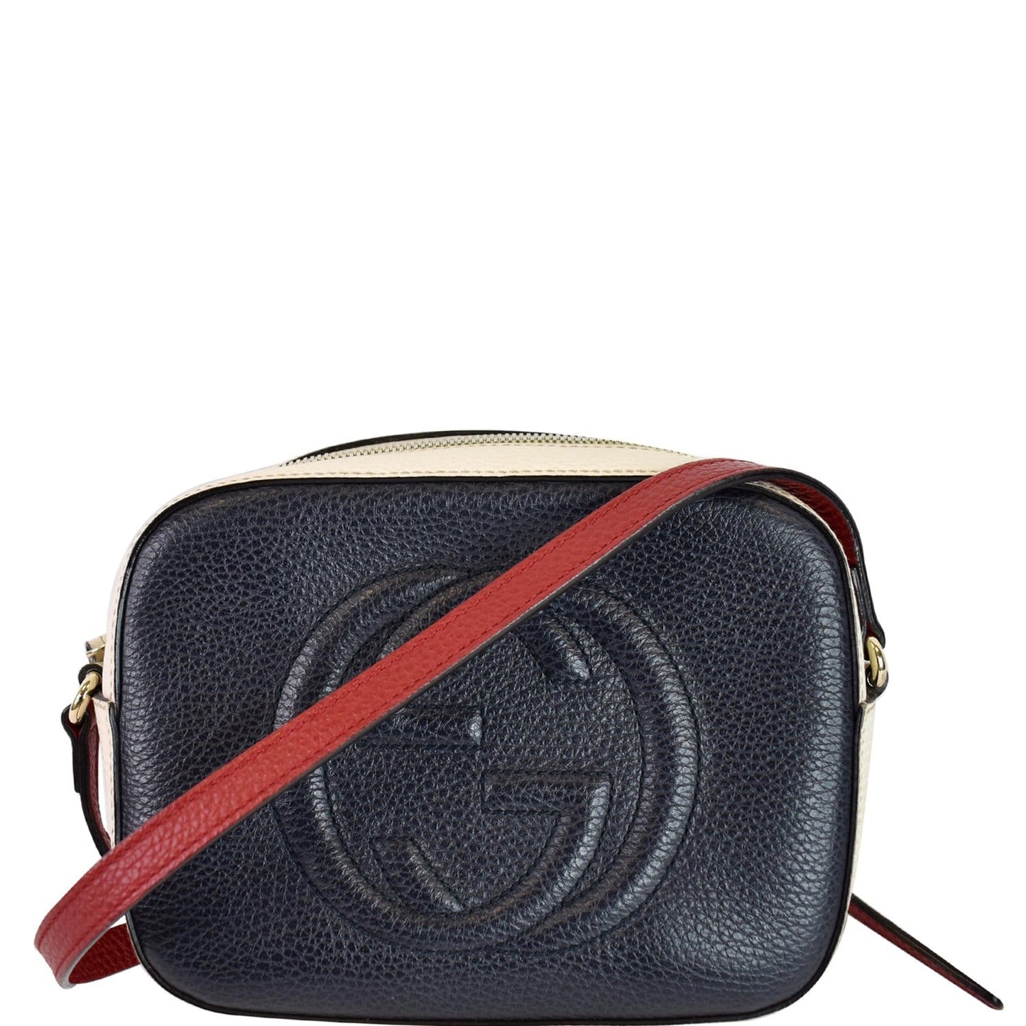 GUCCI Soho Disco Small GG Leather Crossbody Bag Navy 431567