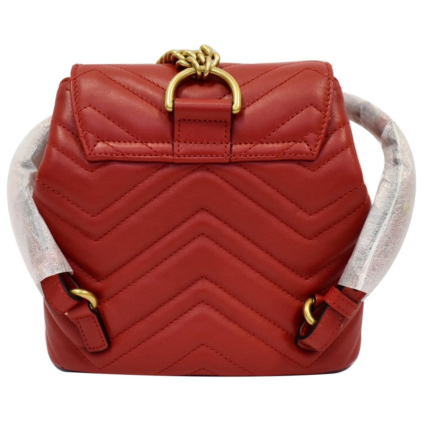GUCCI GG Marmont Matelasse Leather Backpack Bag Red 528129