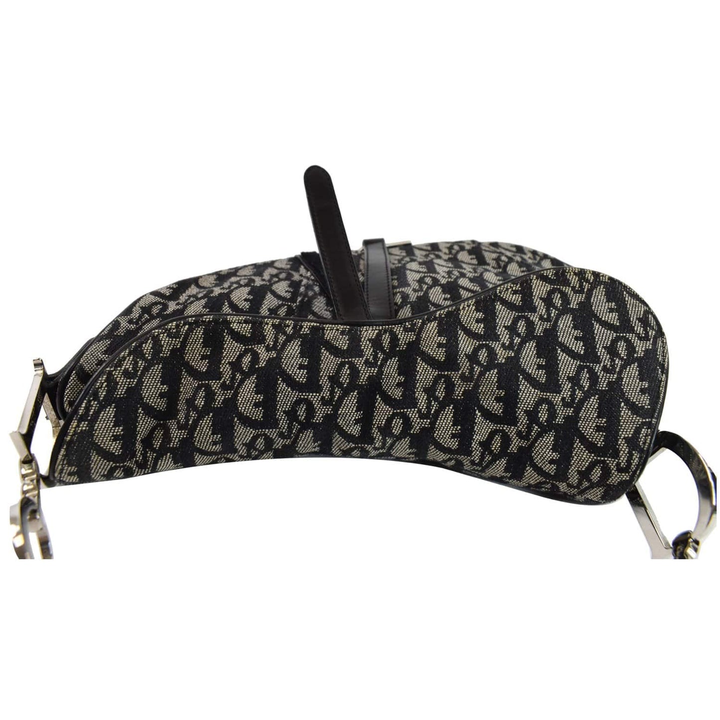 CHRISTIAN DIOR Saddle Oblique Jacquard Shoulder Bag Black
