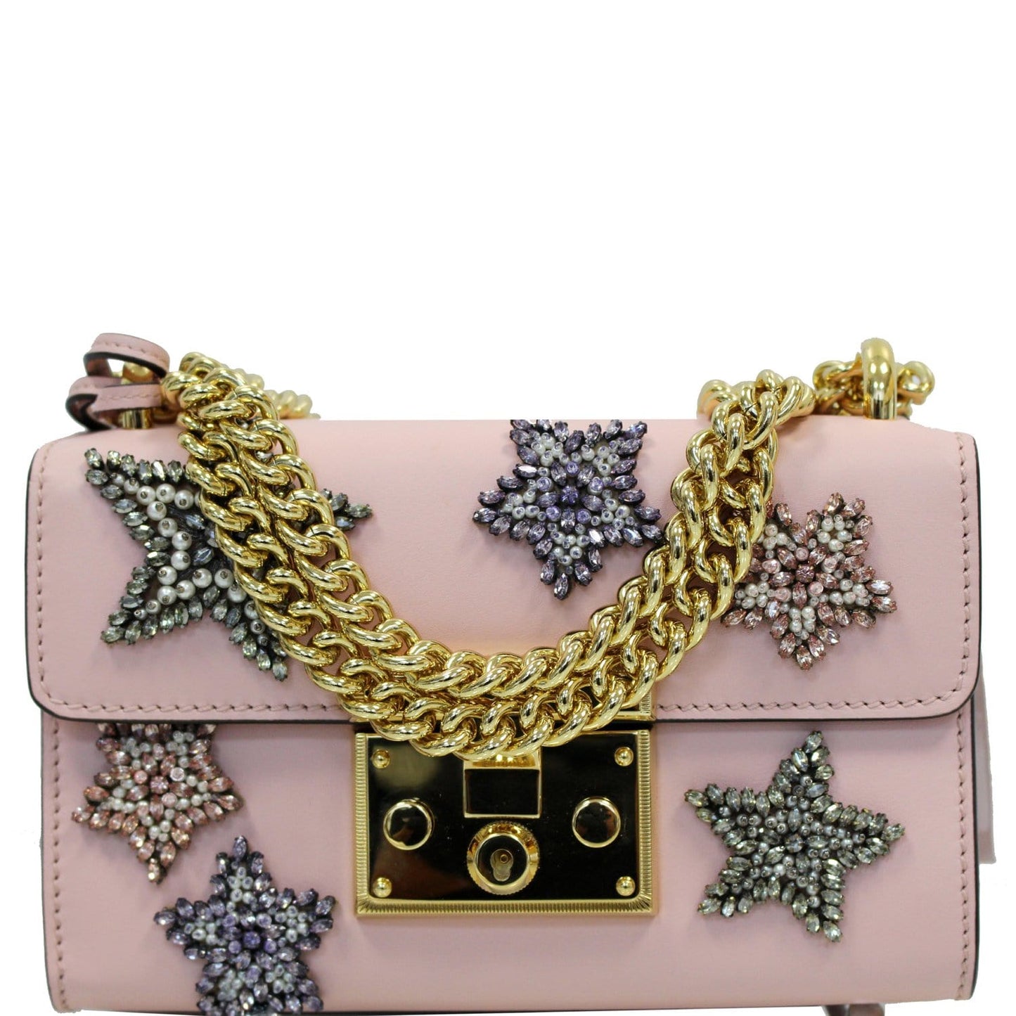 GUCCI Padlock Star Small Embroidered Shoulder Bag Pink 432182 - 25% OFF