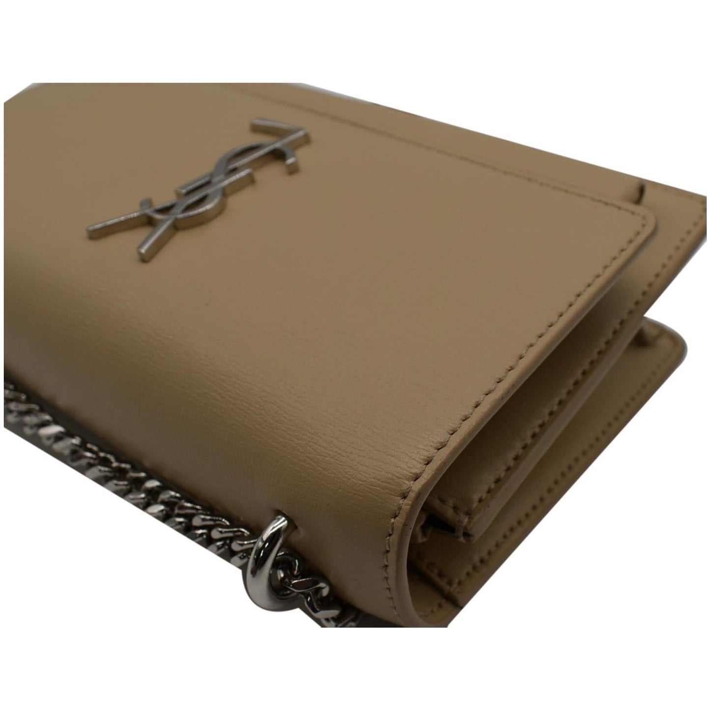 YVES SAINT LAURENT Monogram Sunset Medium Leather Shoulder Bag Beige