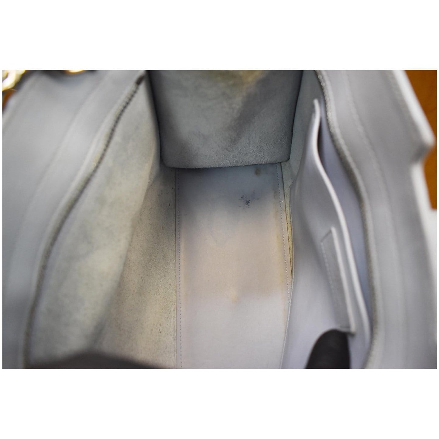 YVES SAINT LAURENT Cabas Baby Leather Tote Shoulder Bag Light Blue