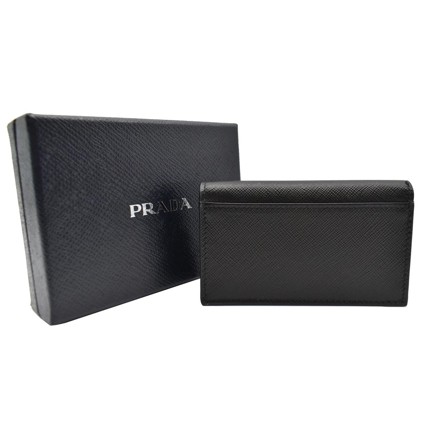 PRADA Saffiano Leather Active Card Holder Wallet Black- 15% OFF