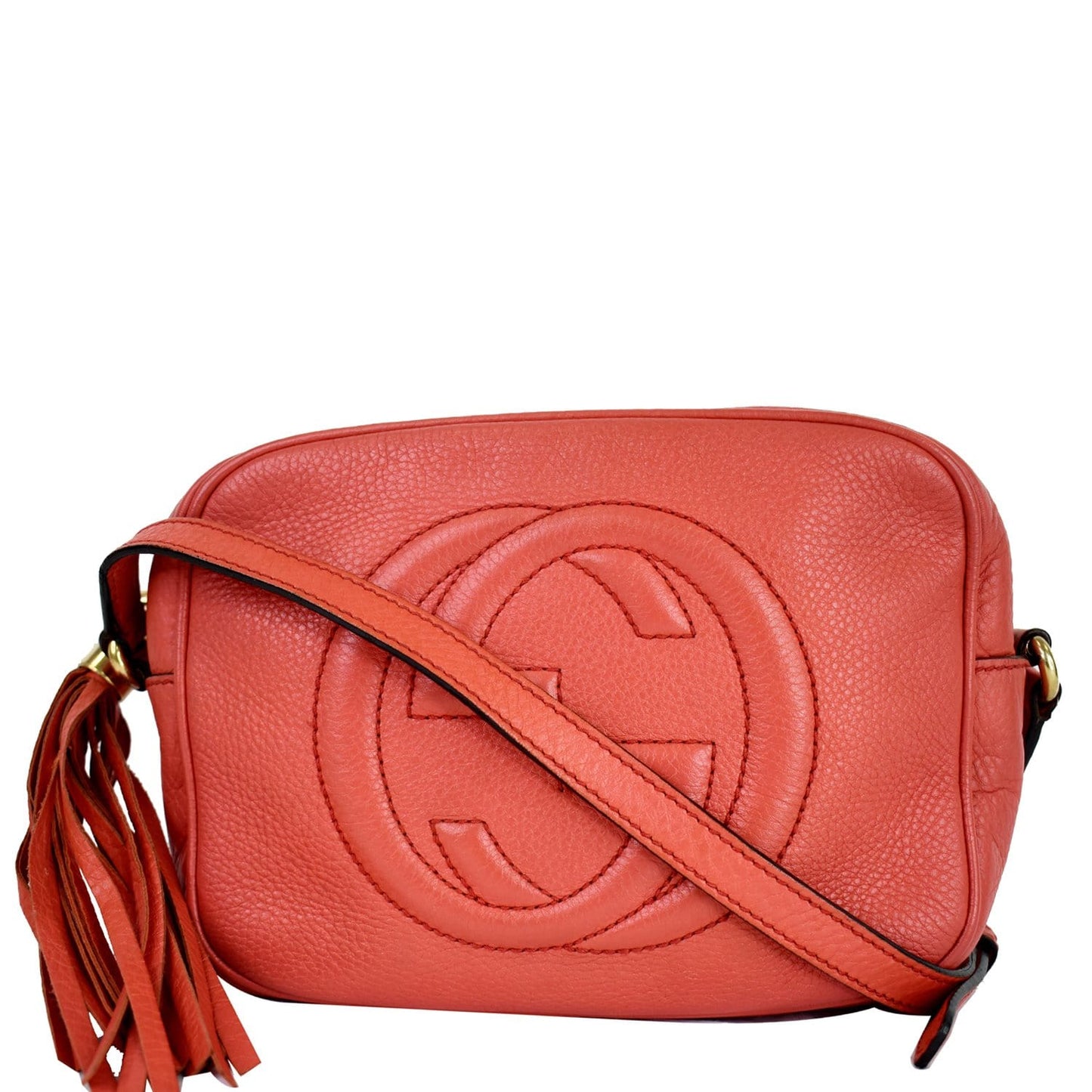 GUCCI Soho Disco Pebbled Leather Small Crossbody Bag Coral 308364 - 15% OFF