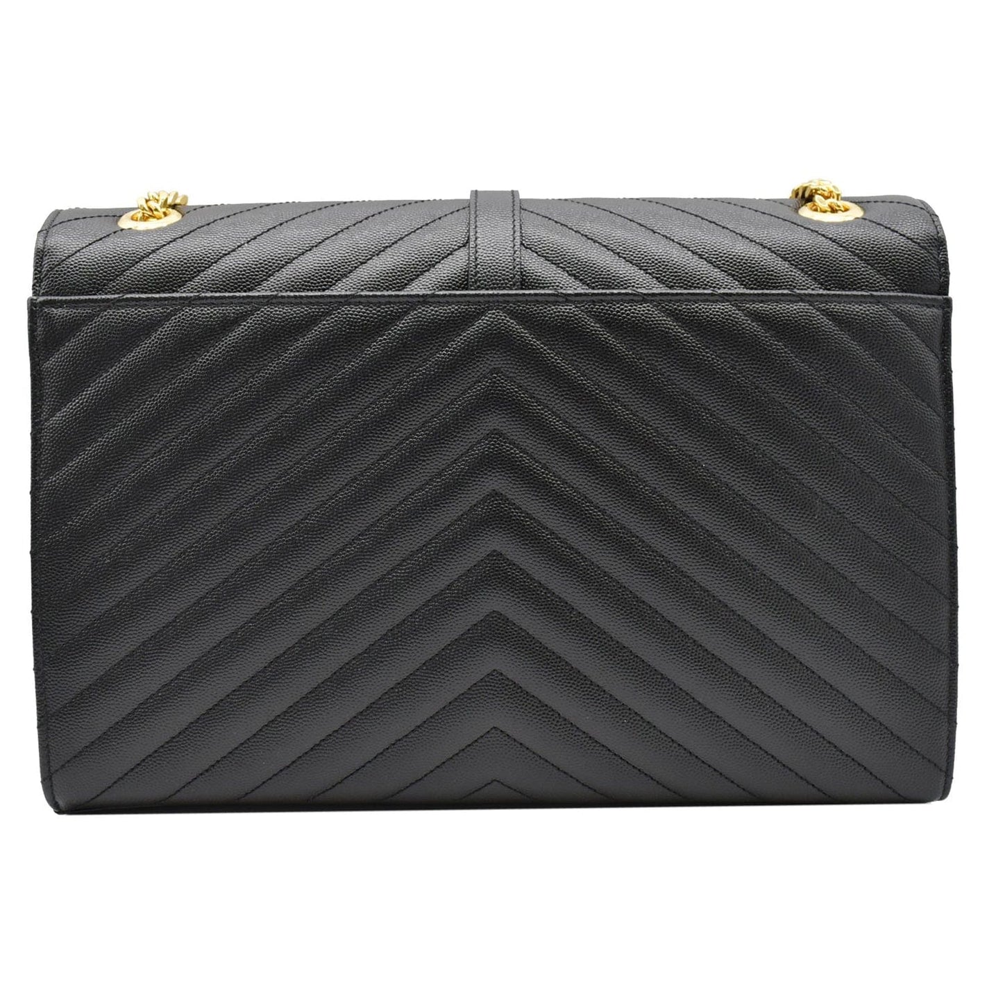 YVES SAINT LAURENT Large Envelope Mix Matelasse Grain De Poudre Chain Shoulder Bag Black