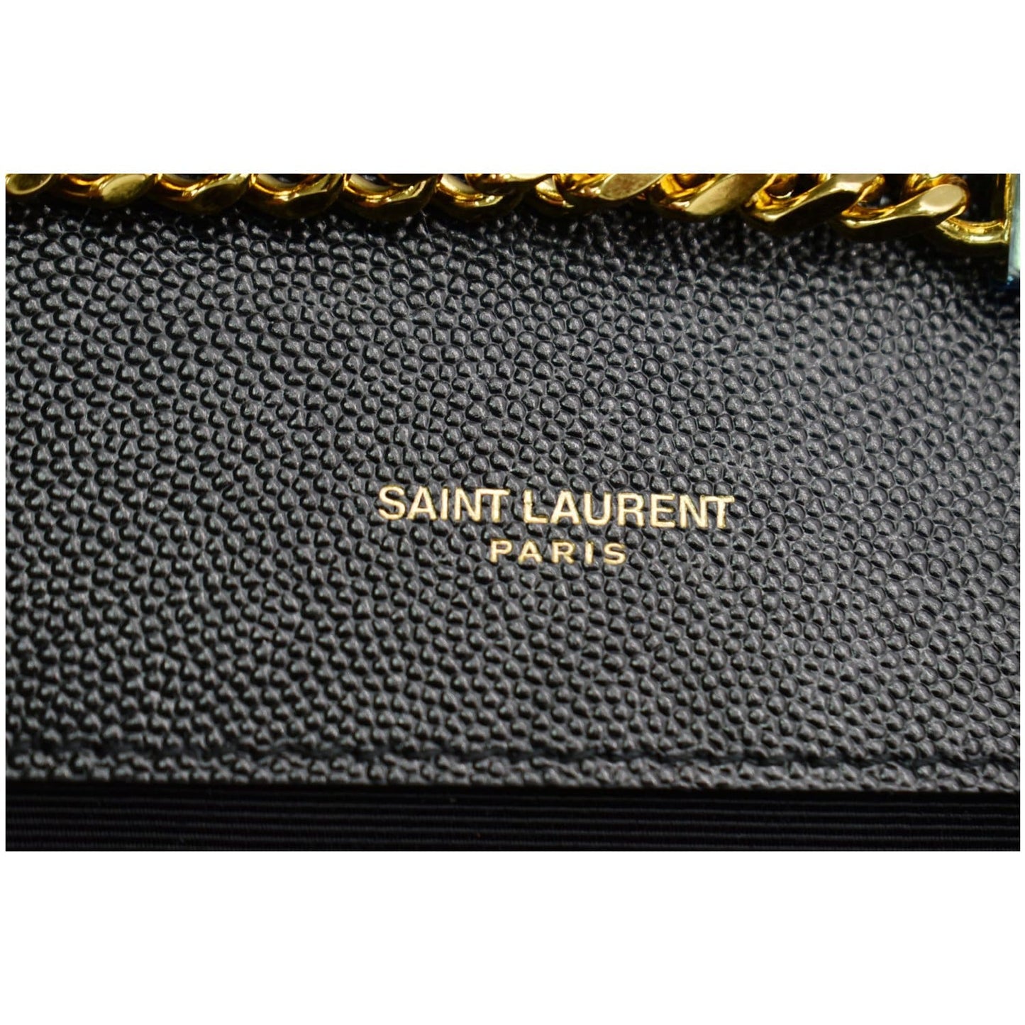 YVES SAINT LAURENT Kate Leather Gold Chain Clutch Crossbody Bag Black