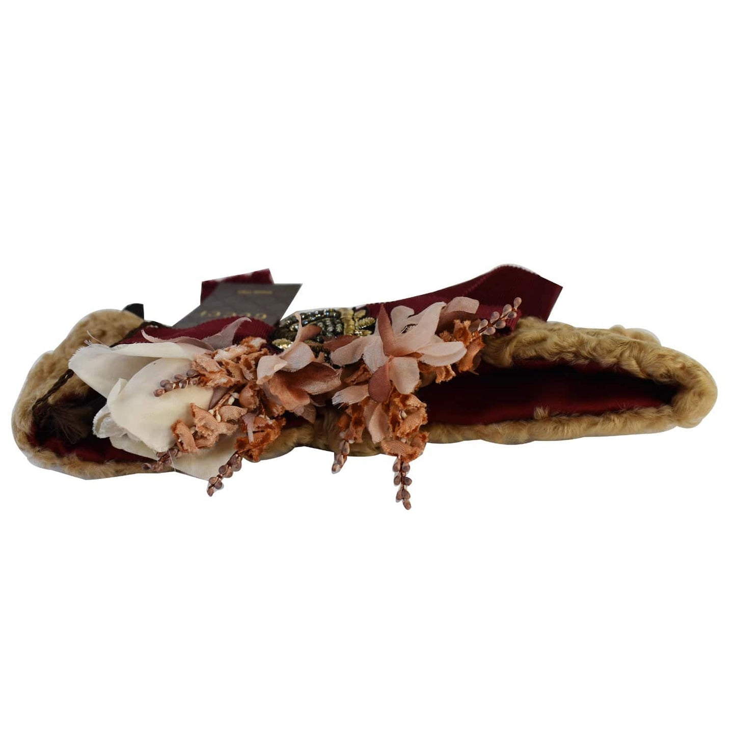 GUCCI Fur Beetle Headband Beige