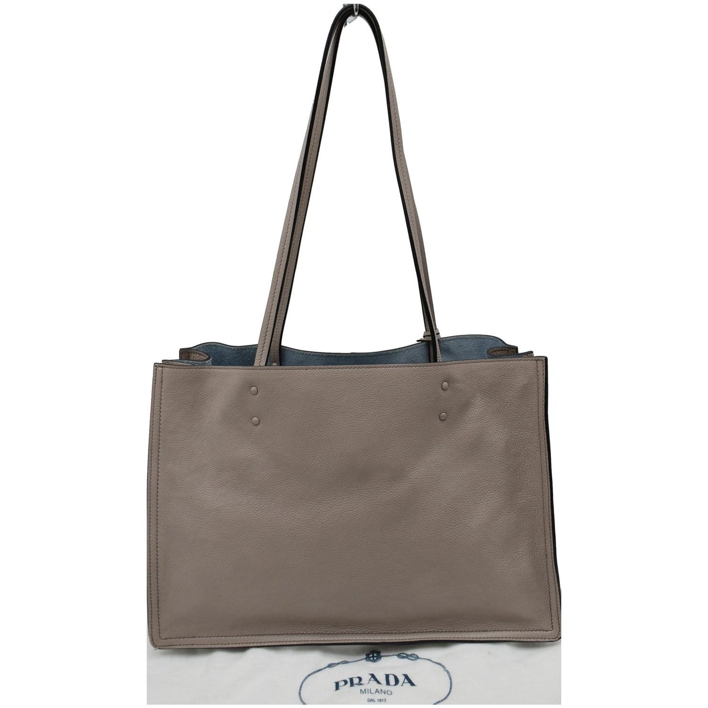 PRADA Glace Calf Leather Etiquette Tote Bag Taupe 1BG122