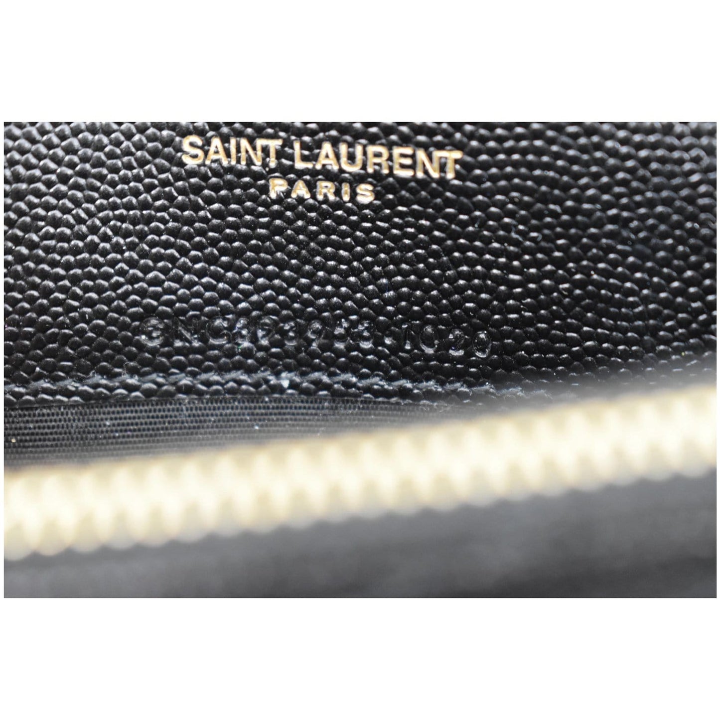 YVES SAINT LAURENT Envelope Chevron Grain De Poudre Envelope Chain Wallet Black