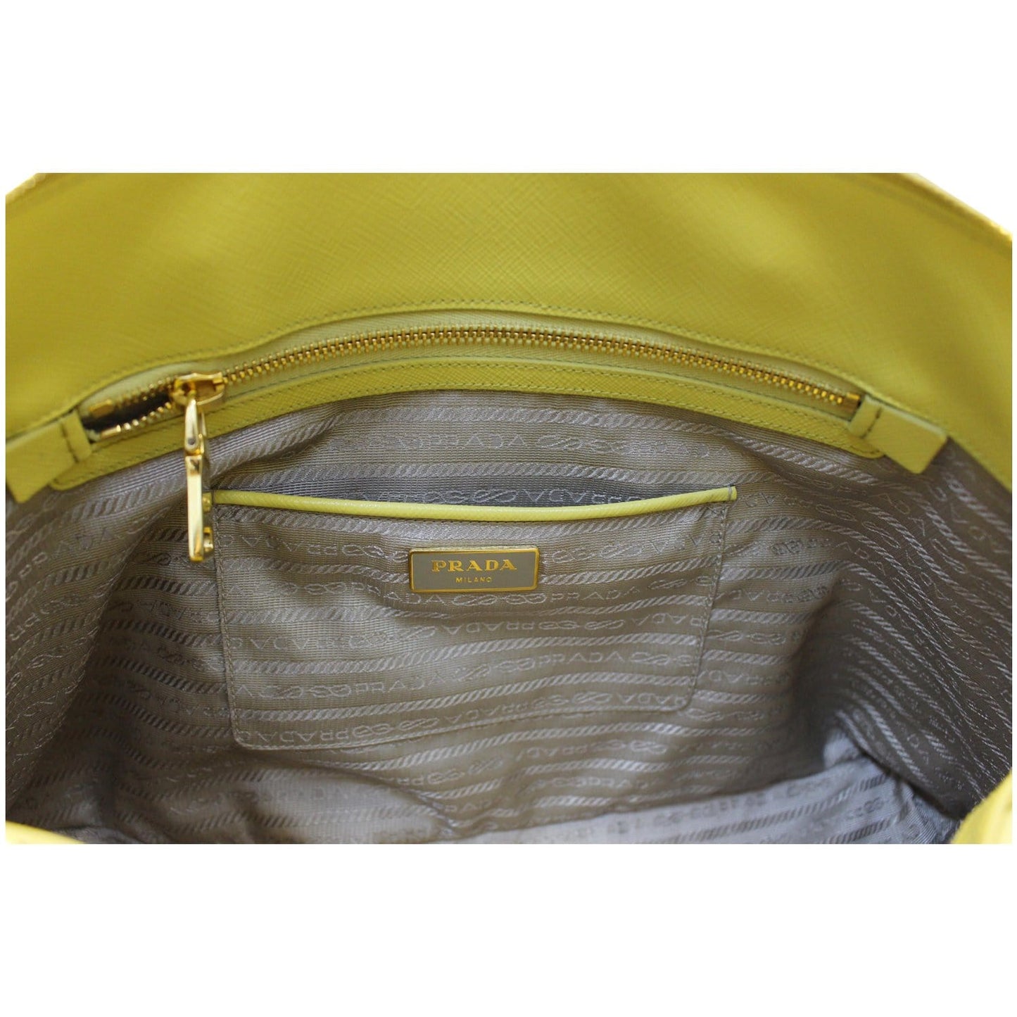 PRADA Saffiano Lux Leather Top Handle Satchel Bag Yellow - Last Call