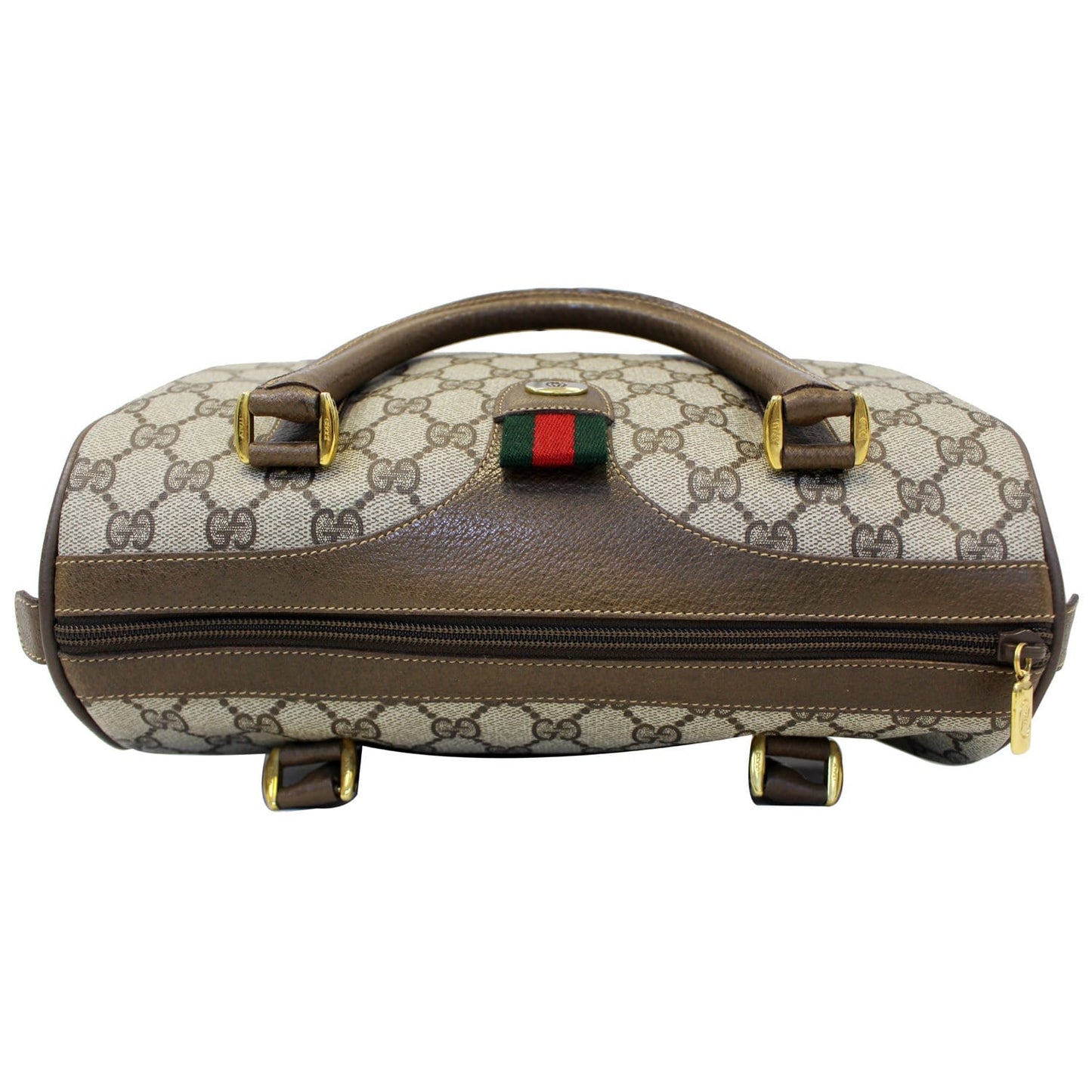 GUCCI Boston Doctor GG Canvas Satchel Handbag Taupe