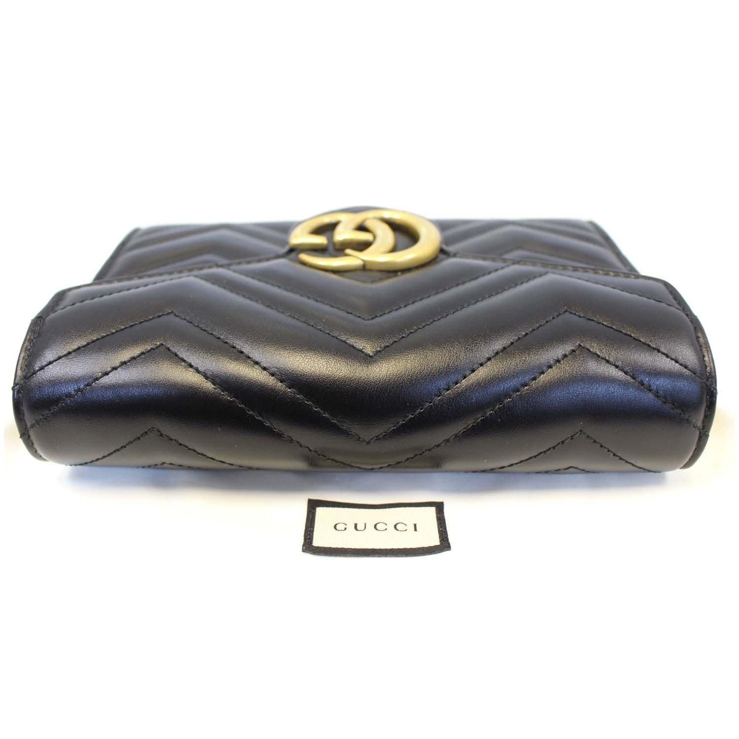 GUCCI GG Marmont Matelasse Black Leather Mini Crossbody Bag