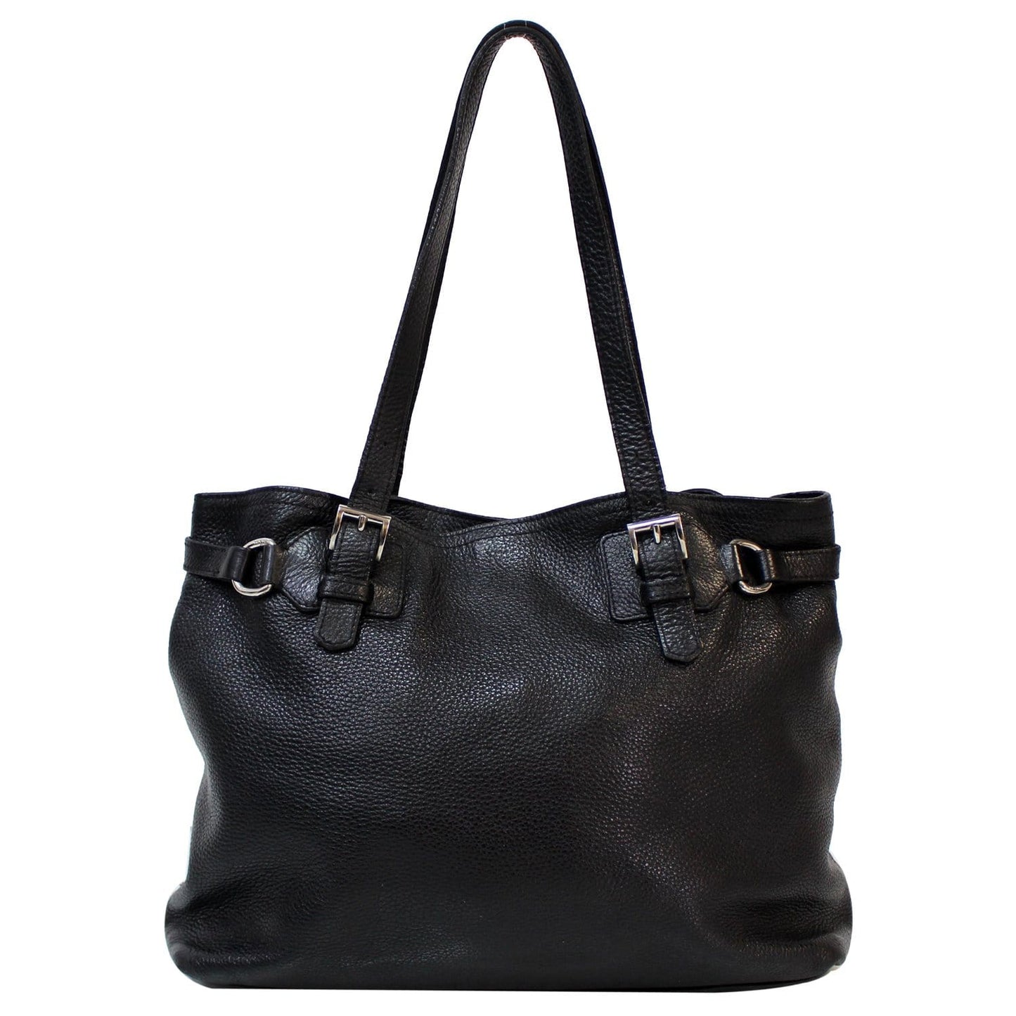 PRADA Vitello Daino Leather Shoulder Bag Black