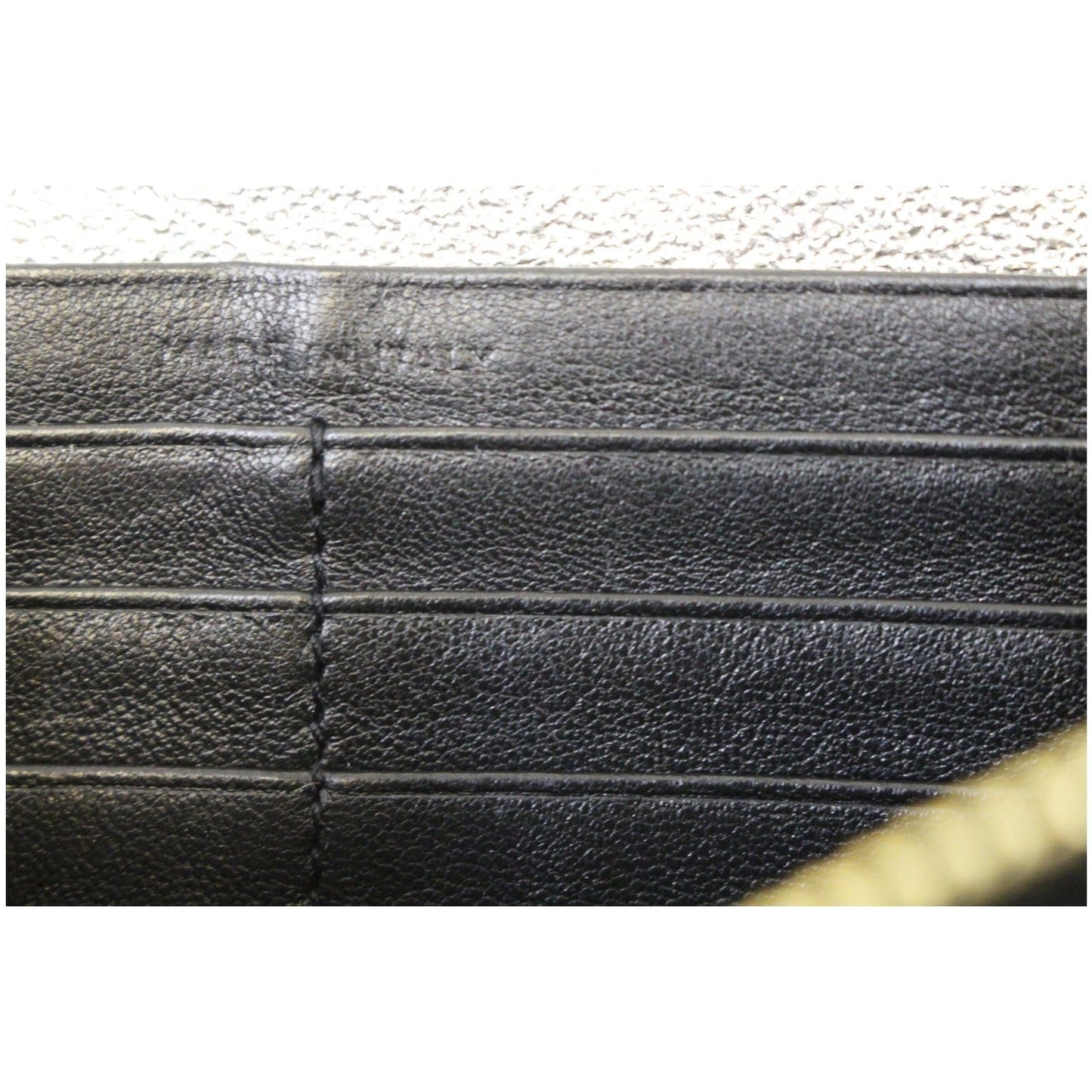 YVES SAINT LAURENT Chevron Leather Chain Wallet Shoulder Bag Silver
