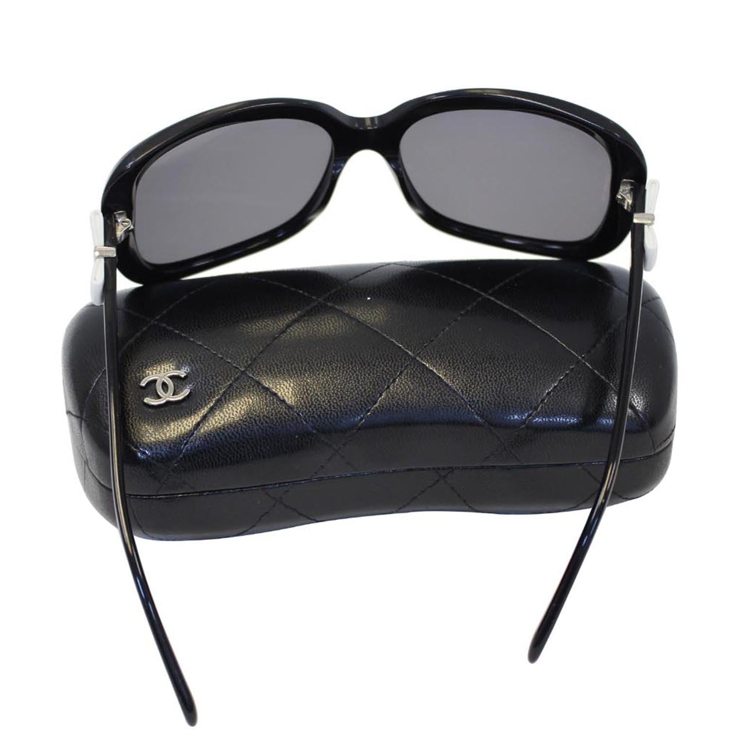 CHANEL Black Sunglasses with White Bow 5171