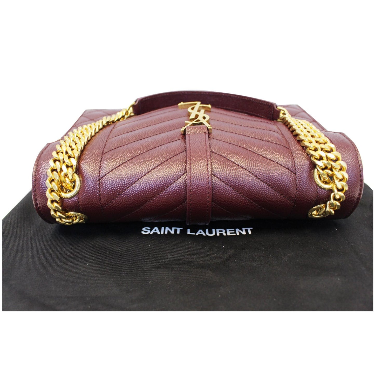 YVES Saint Laurent Envelope Medium Chain Shoulder Bag Burgundy