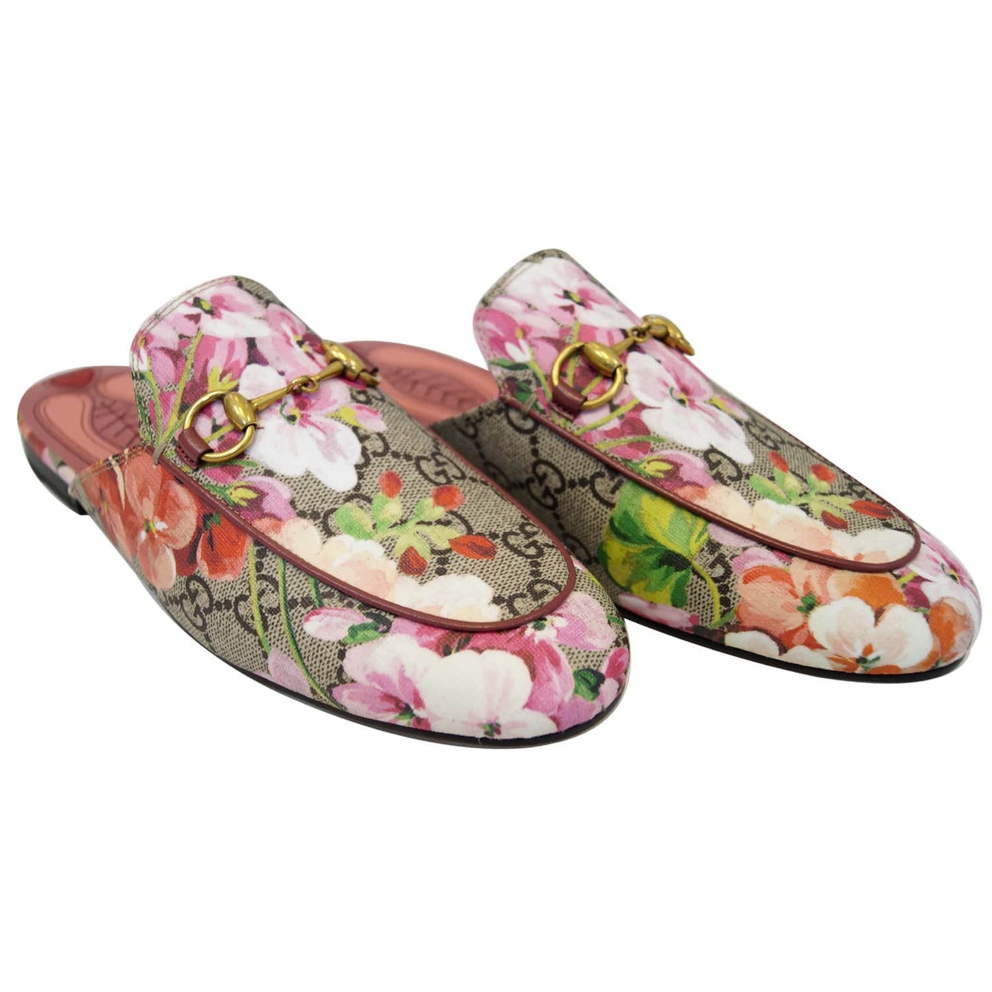 GUCCI Princetown GG Canvas Horsebit Blooms Slipper Pink US 6 432772