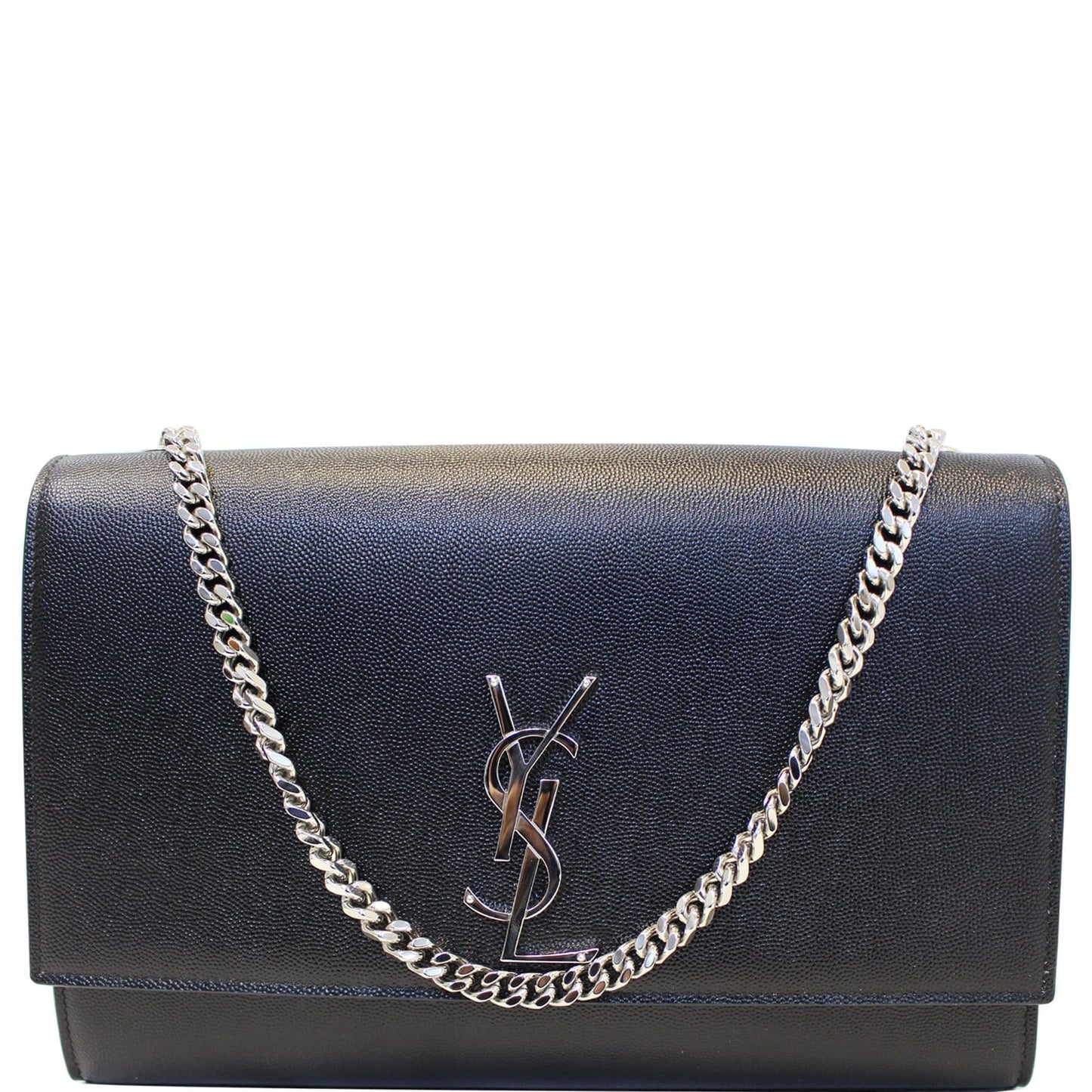 YVES SAINT LAURENT Kate Large Grain De Poudre Leather Shoulder Bag Black