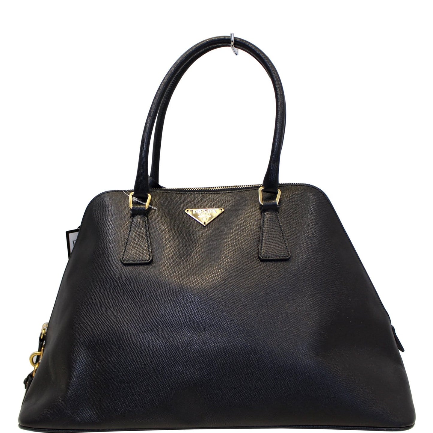 PRADA Saffiano Dome Black Leather Satchel Bag