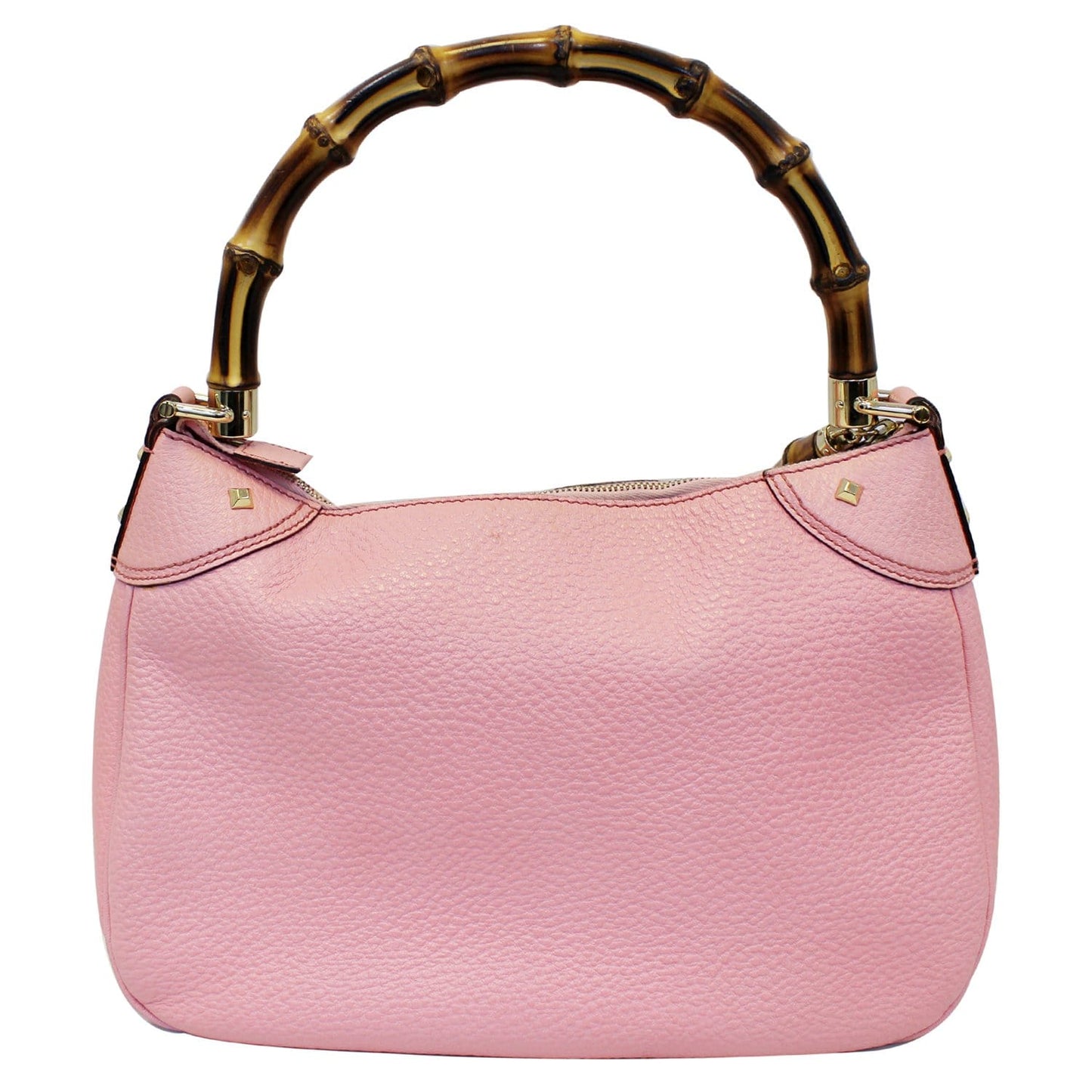 GUCCI Calfskin Bamboo Top Handle Bag Pink