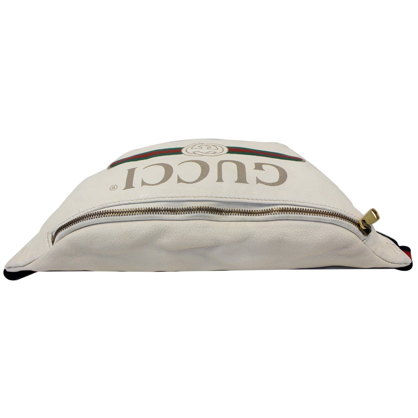 GUCCI Print Leather White Belt Waist Bum Bag Medium 493869