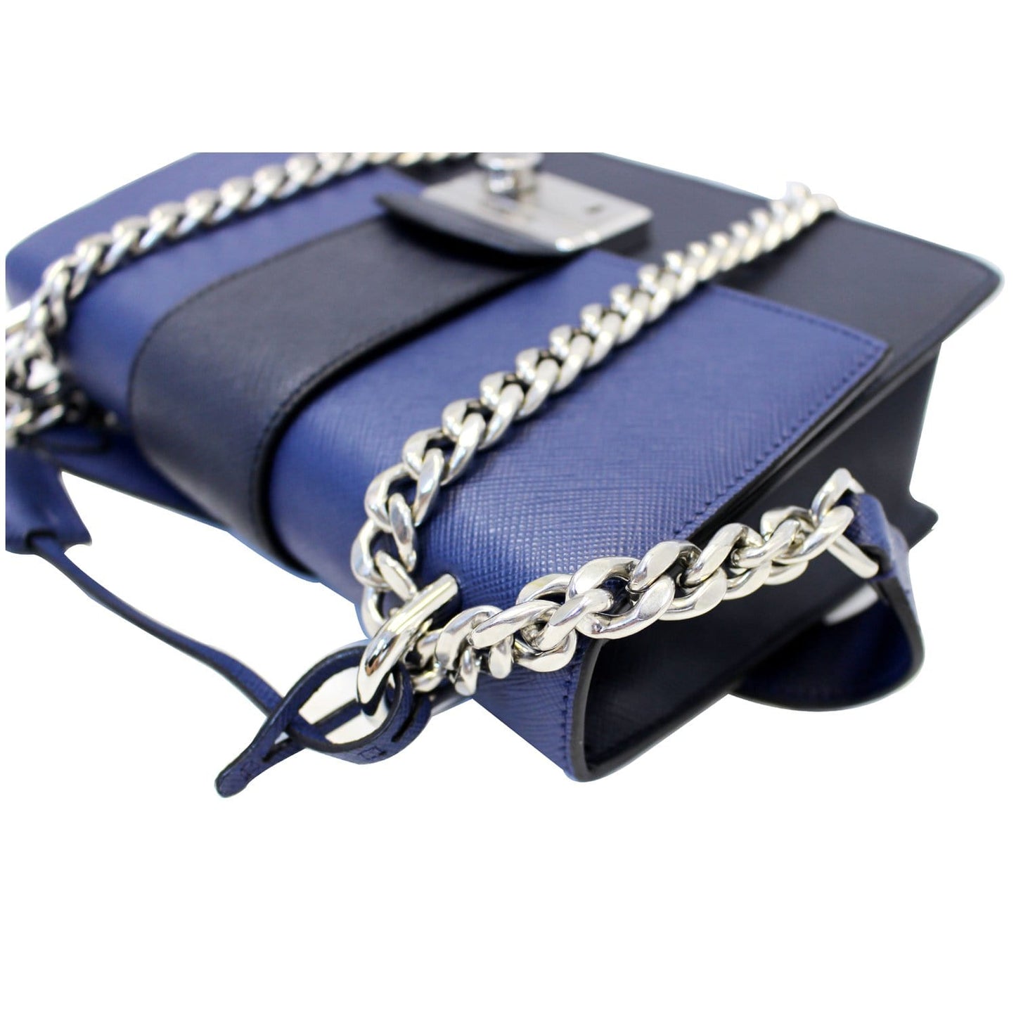PRADA Saffiano Leather Blue Shoulder Bag - 15% OFF